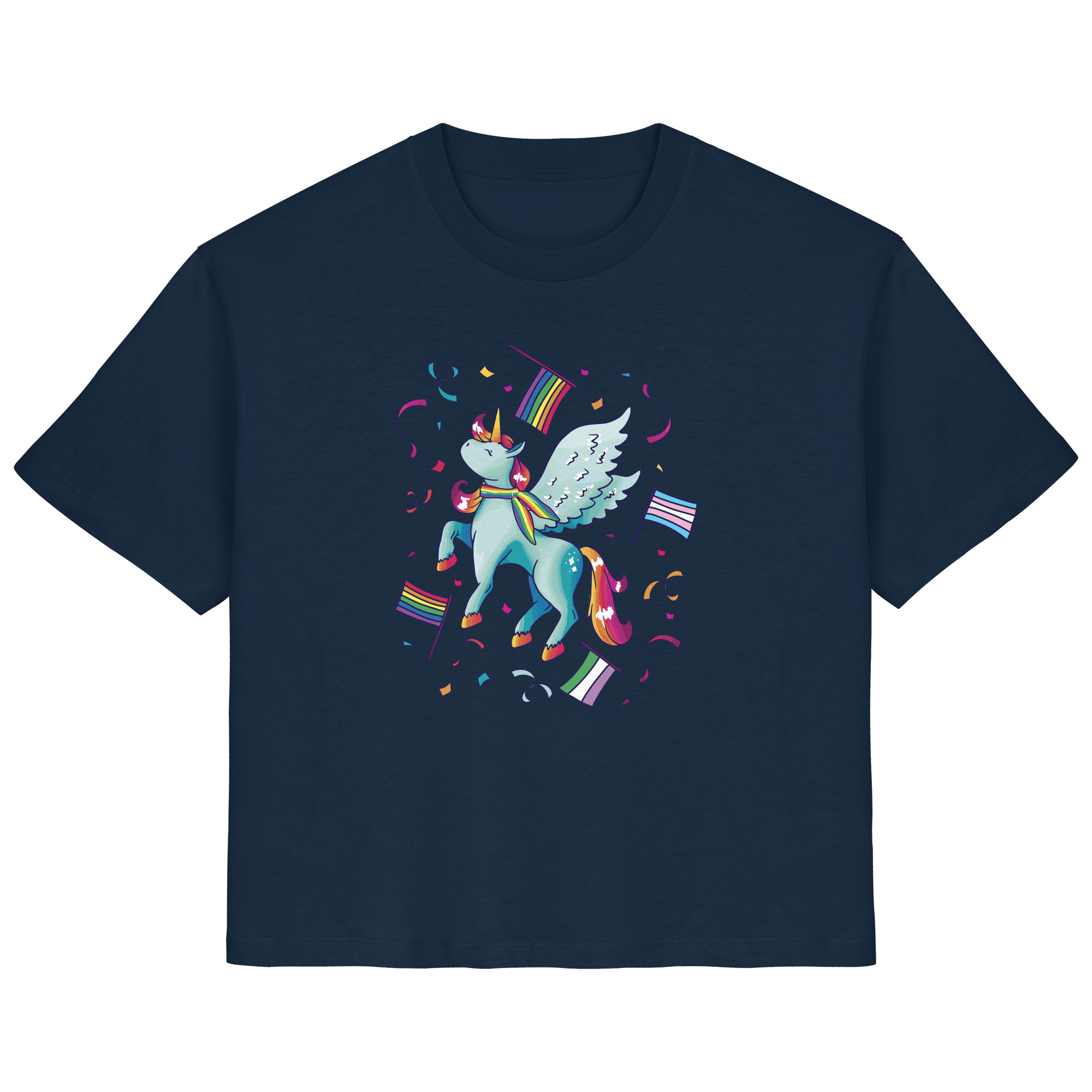Regenbogen Einhorn mit Flaggen - Ladies Organic Shirt