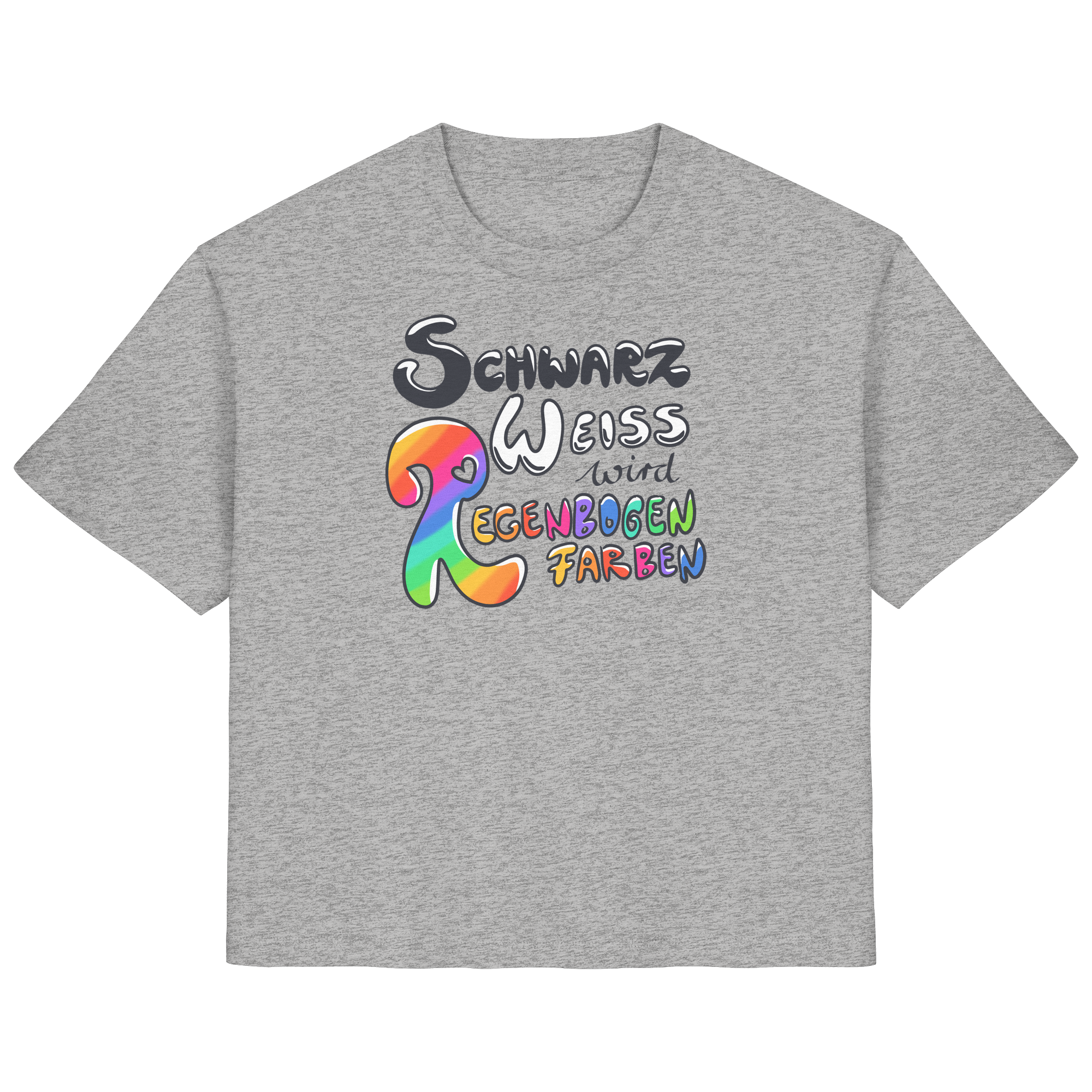 Schwarz Weiß wird Regenbogen Farben Frontprint (hell) - Ladies Organic Shirt