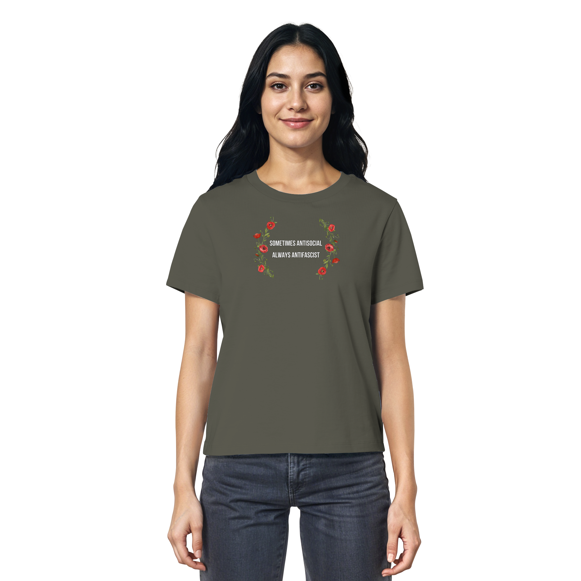 Sometimes Antisocial Always Antifascist - Ladies Organic Shirt