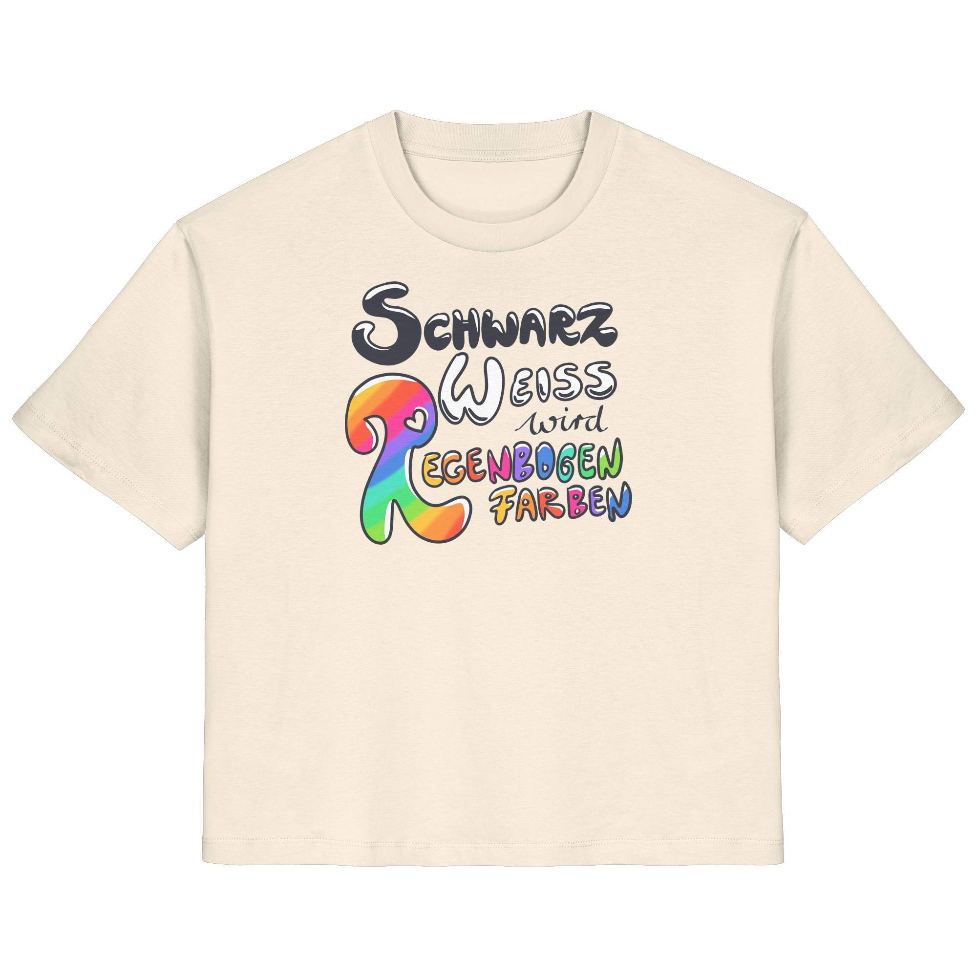 Schwarz Weiß wird Regenbogen Farben Frontprint (hell) - Ladies Organic Shirt