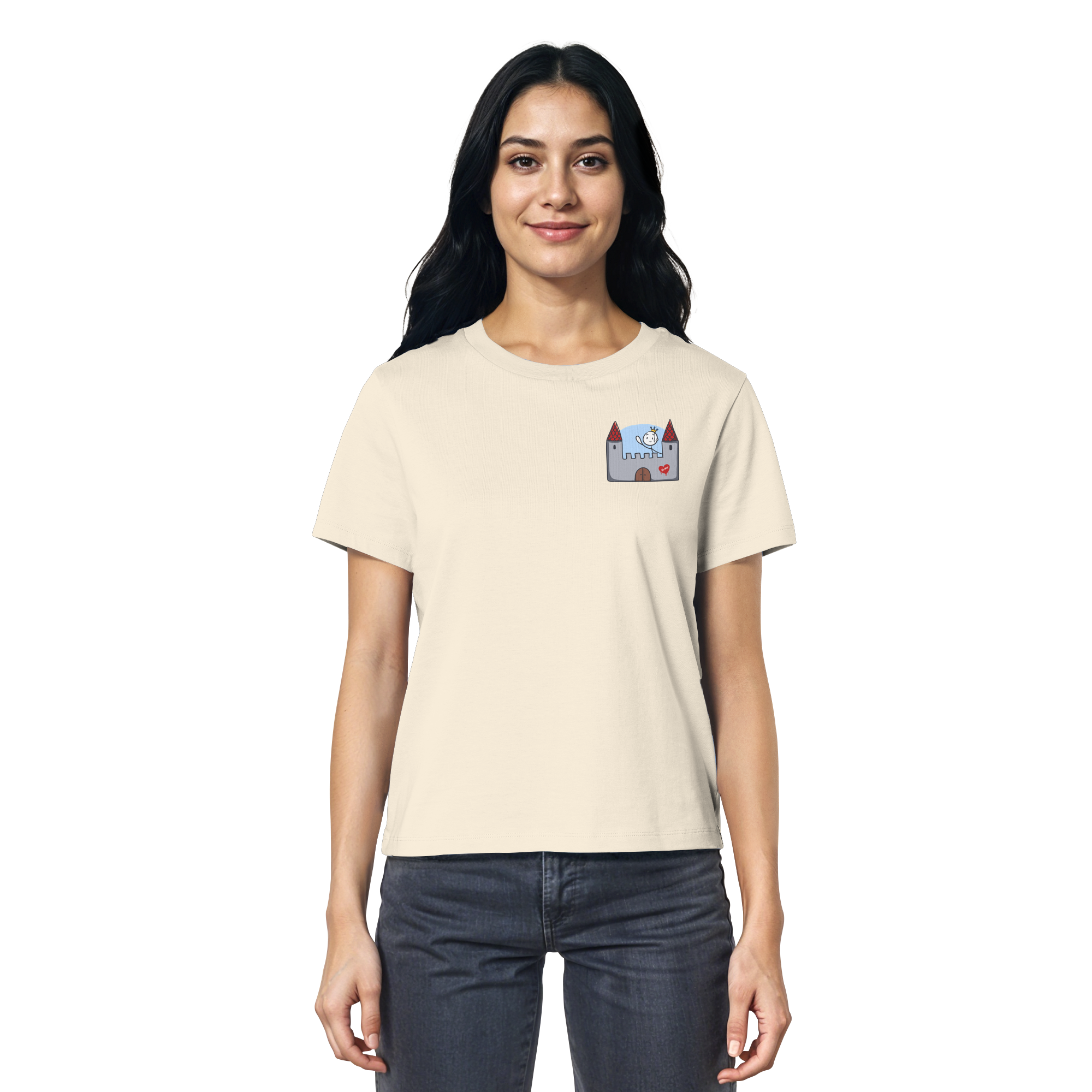 Hier und jetzt bin ich in Sicherheit "Schwarze Edition" Backprint - Ladies Organic Shirt