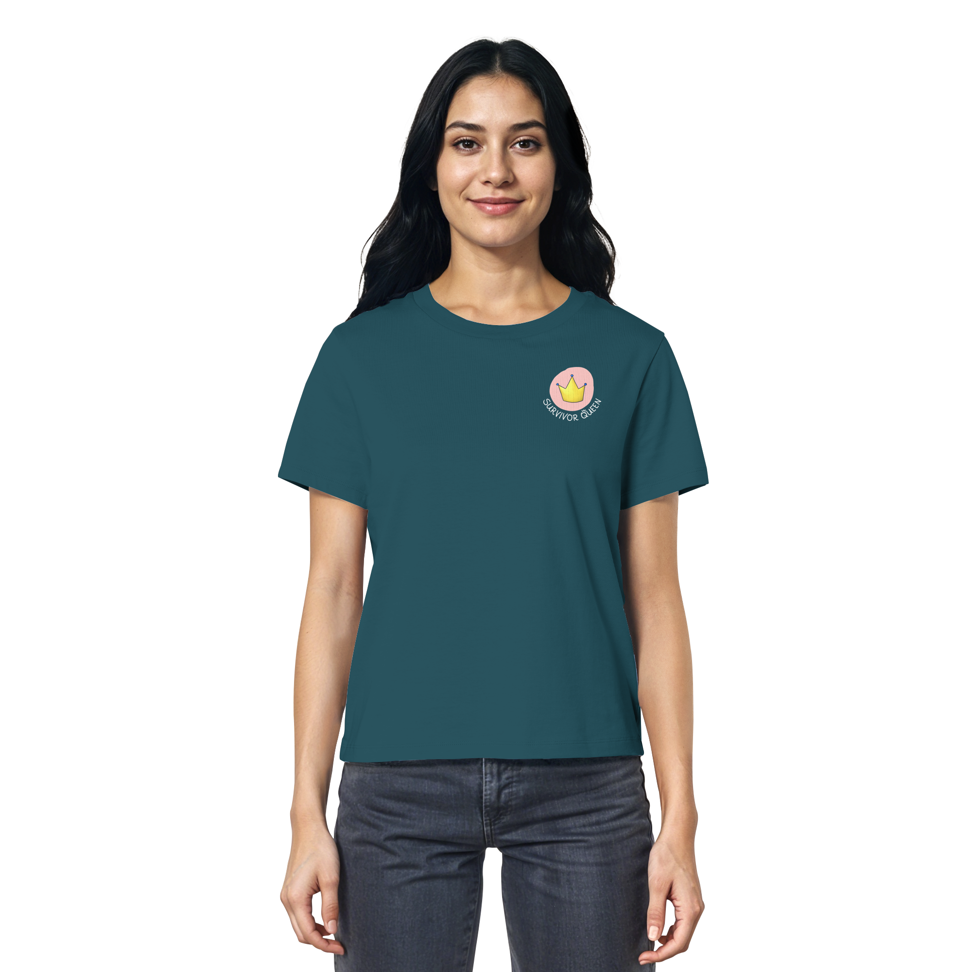 Survivor Queens Logo "Schriftzug Edition" Brustprint (dunkel) - Ladies Organic Shirt