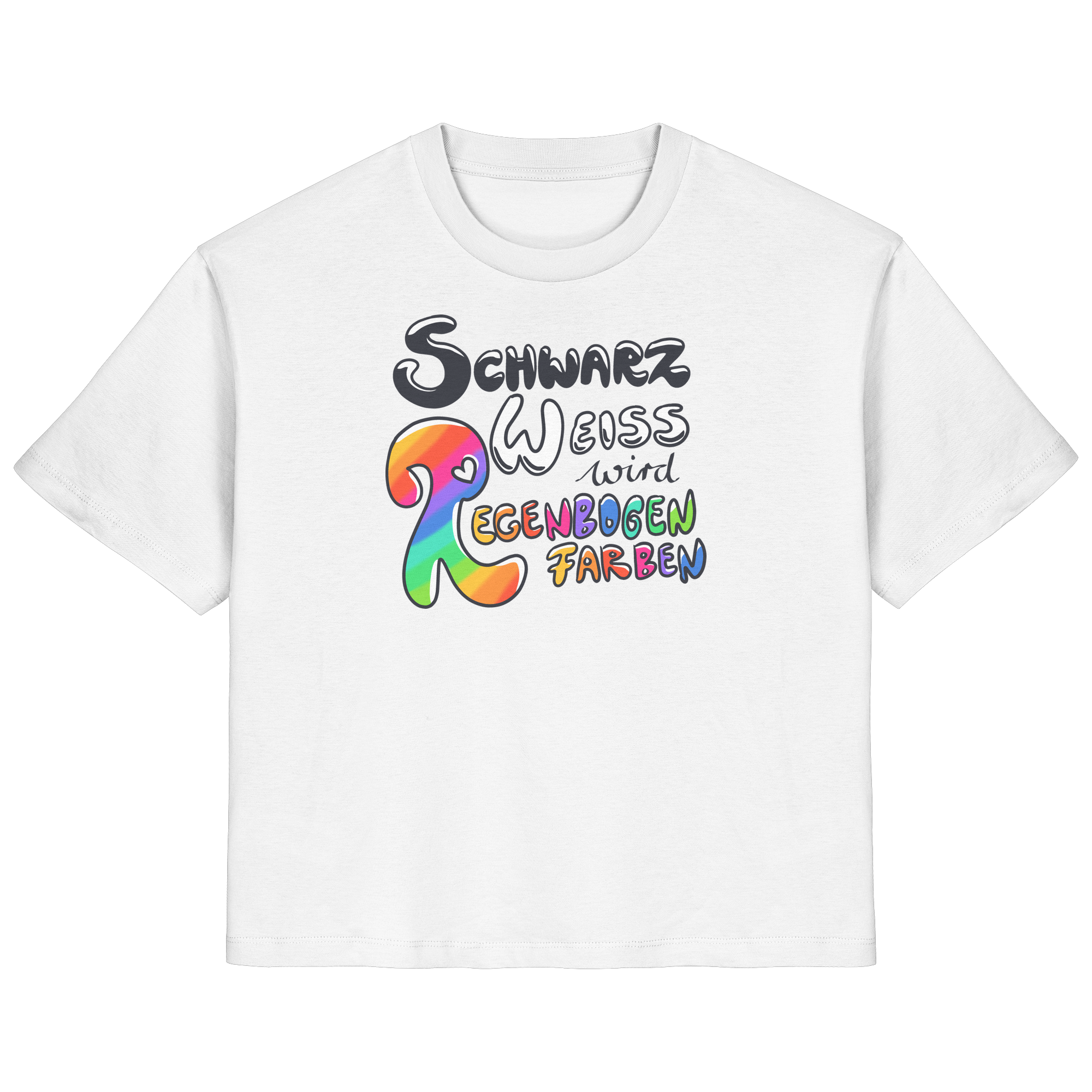 Schwarz Weiß wird Regenbogen Farben Frontprint (hell) - Ladies Organic Shirt