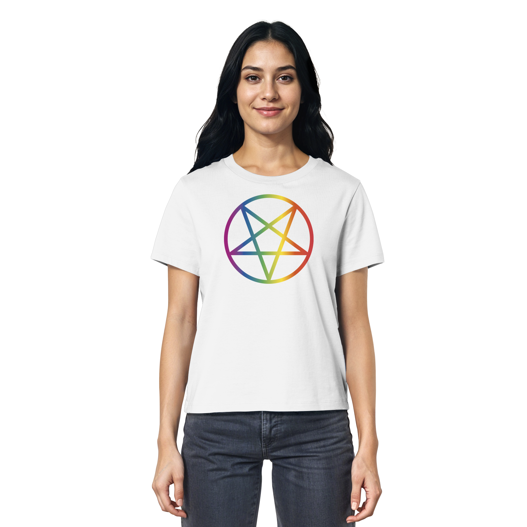 Regenbogen Pentagramm - Ladies Organic Shirt