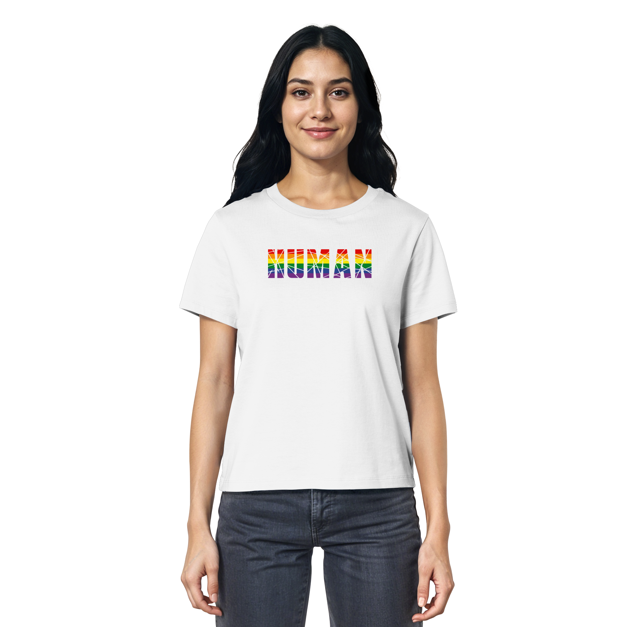 HUMAN in Regenbogen Farben - Ladies Organic Shirt