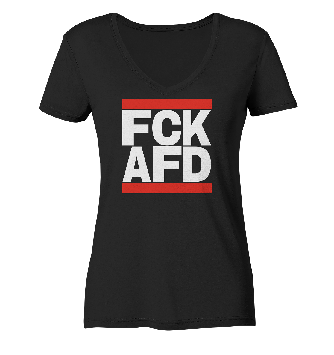 FCK AFD (weiße Schrift) - Ladies V-Neck Shirt