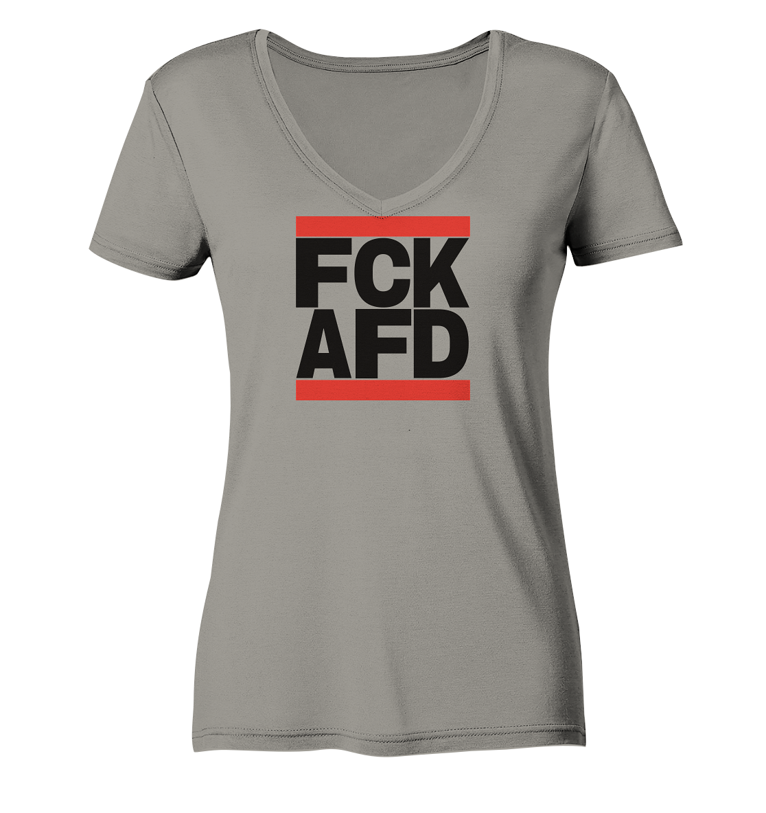 FCK AFD (schwarze Schrift) - Ladies V-Neck Shirt