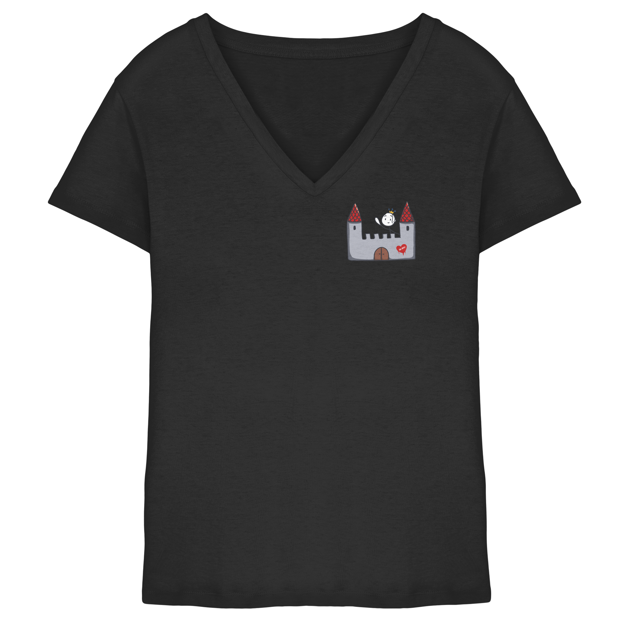 Seelenmännchen "Schloss Edition" Brustprint (dunkel) - Ladies V-Neck Shirt