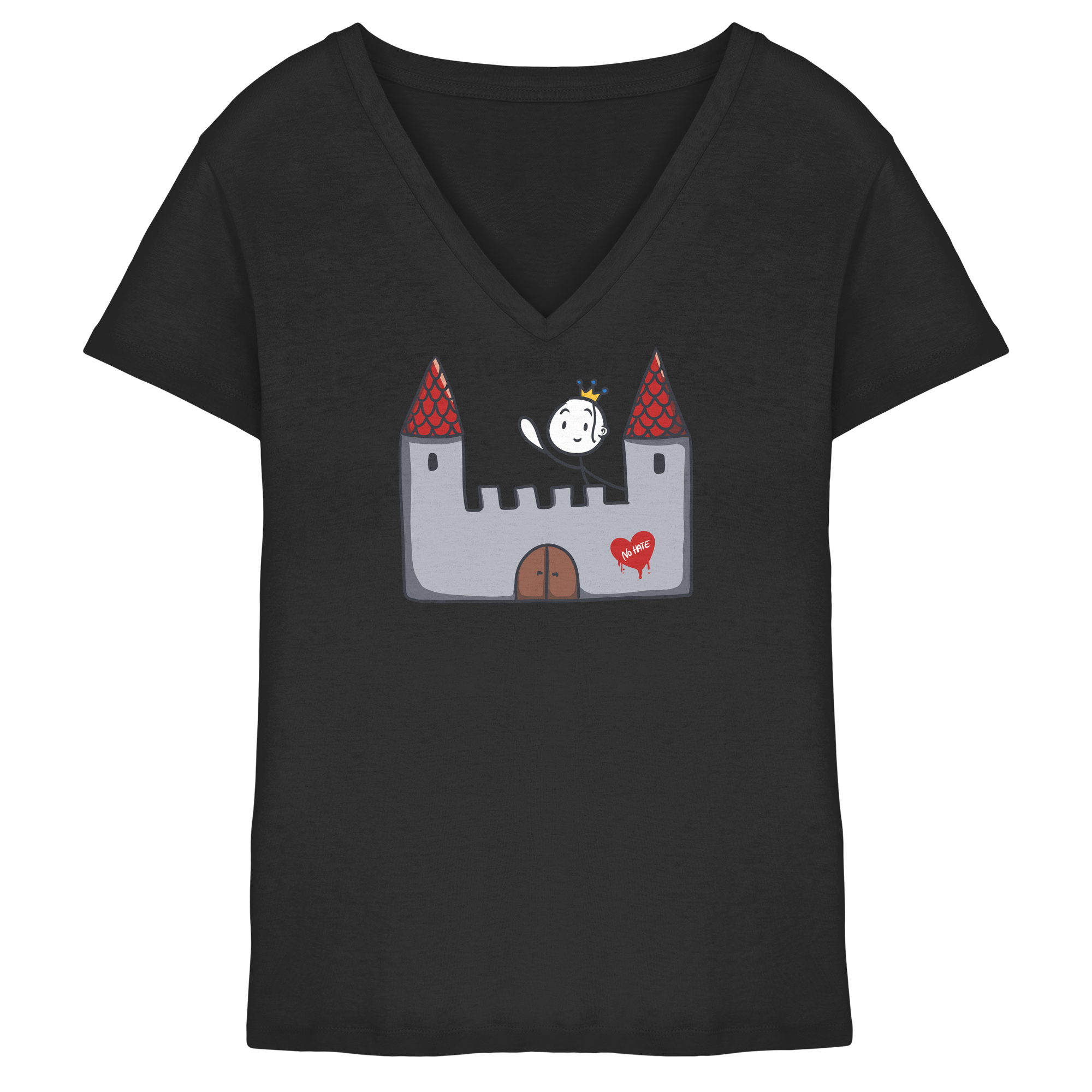 Seelenmännchen "Schloss Edition" Frontprint (dunkel) - Ladies V-Neck Shirt