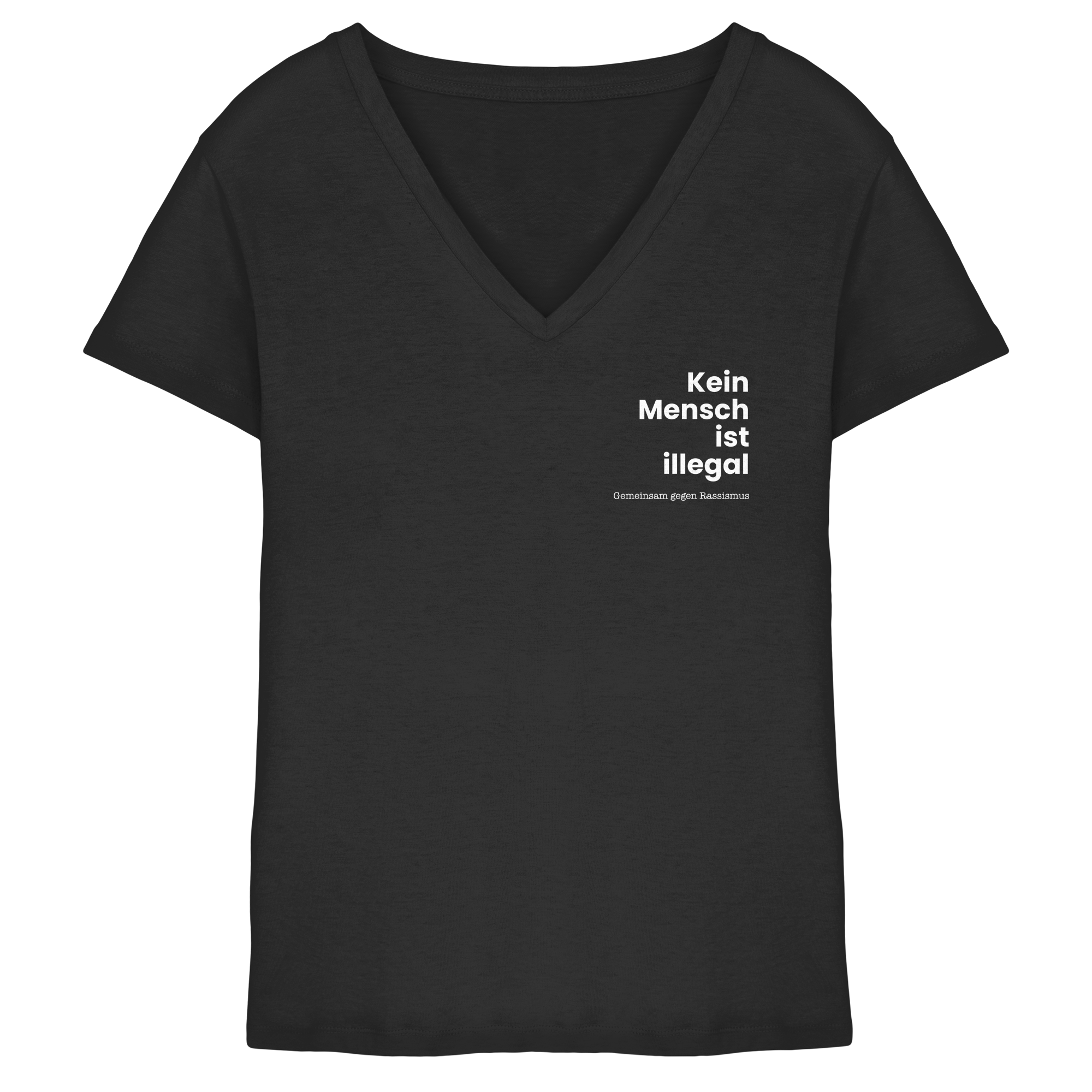 Kein Mensch ist illegal "Gemeinsam gegen Rassismus Edition" Brustprint - Ladies V-Neck Shirt