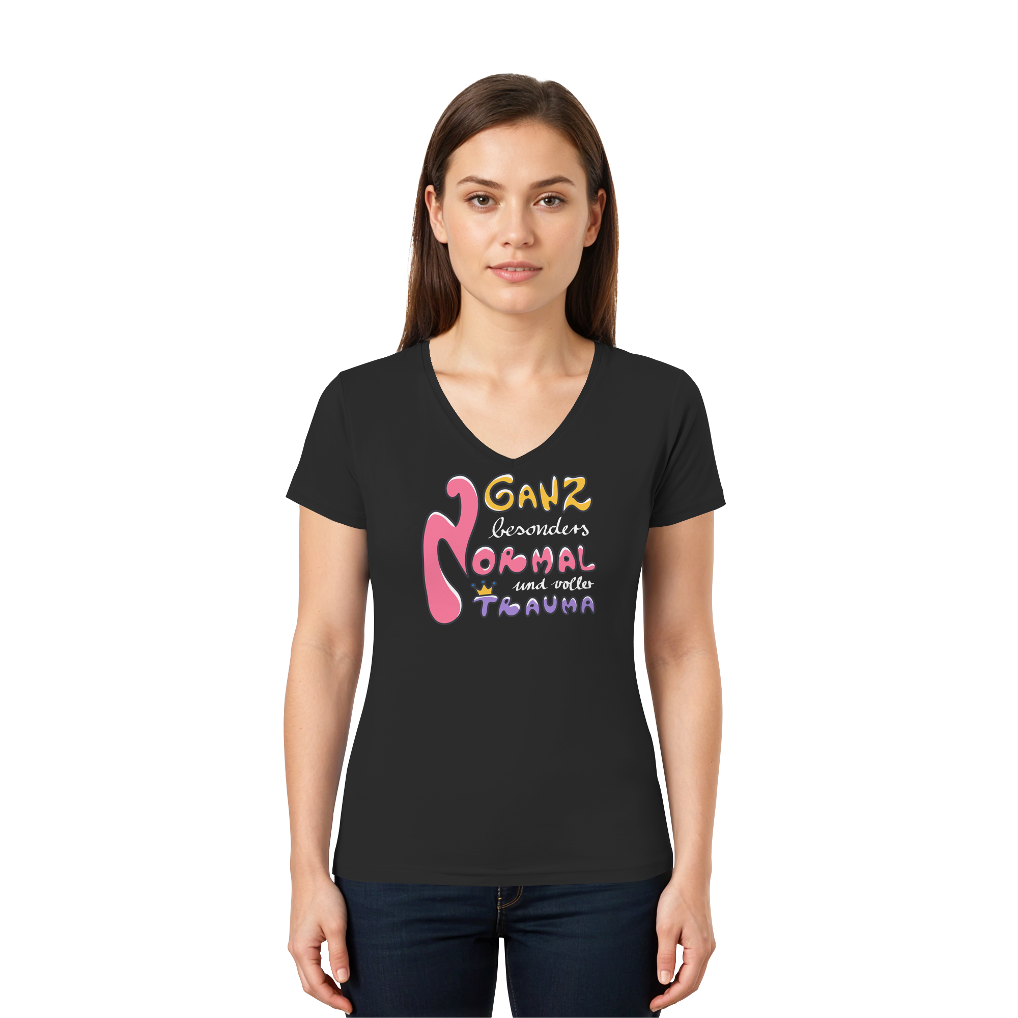 Ganz besonders Normal und voller Trauma "Bunte Edition" - Ladies V-Neck Shirt