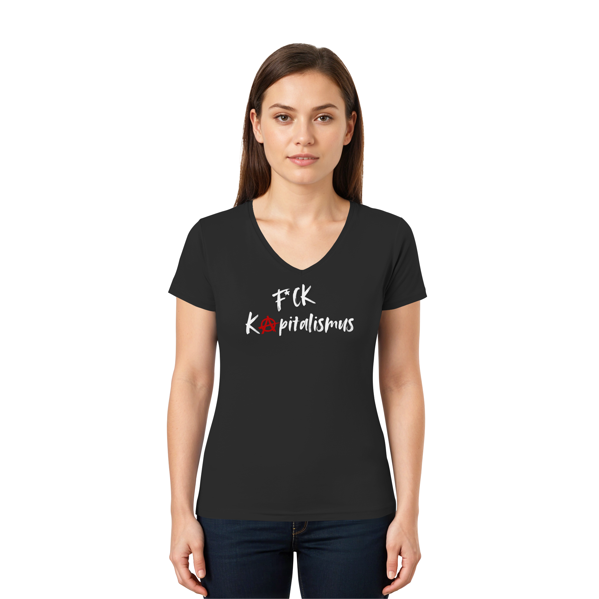 FCK Kapitalismus - Ladies V-Neck Shirt