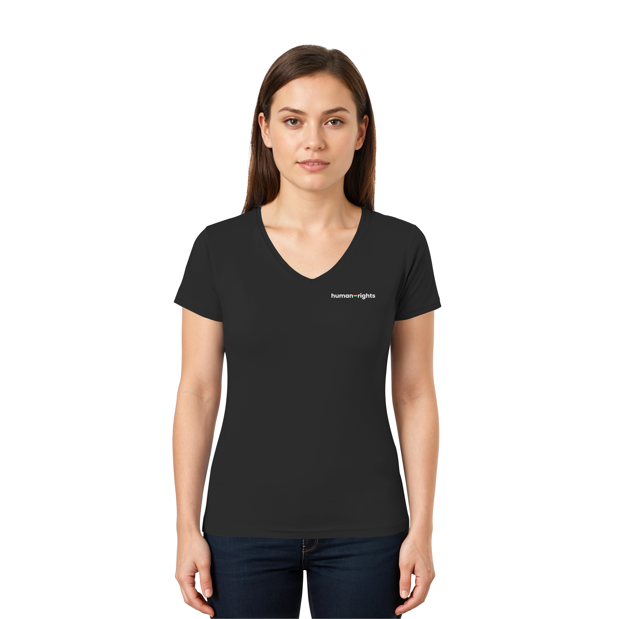 human Rights "Rainbow Heart Edition" - Ladies V-Neck Shirt