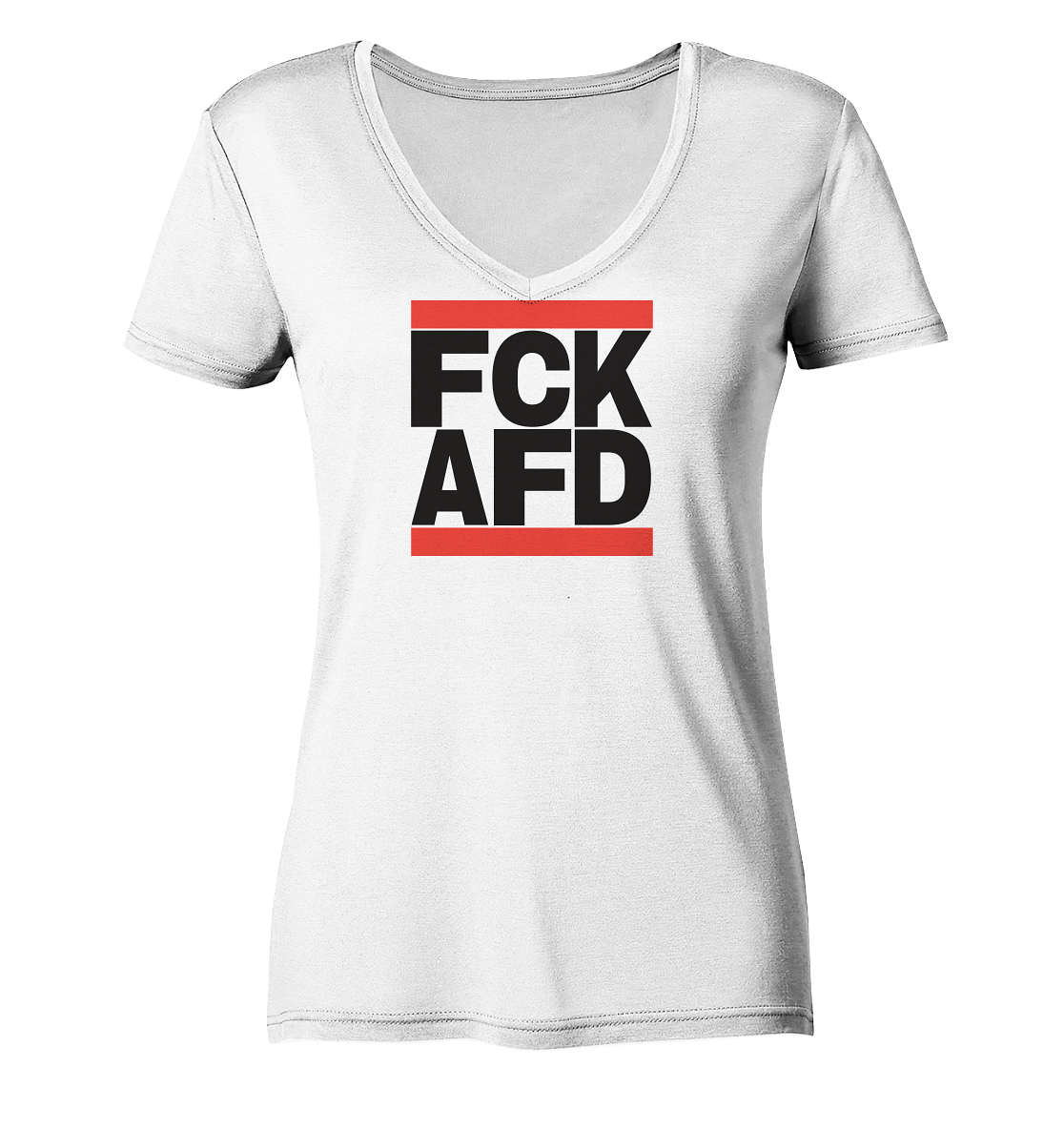 FCK AFD (schwarze Schrift) - Ladies V-Neck Shirt