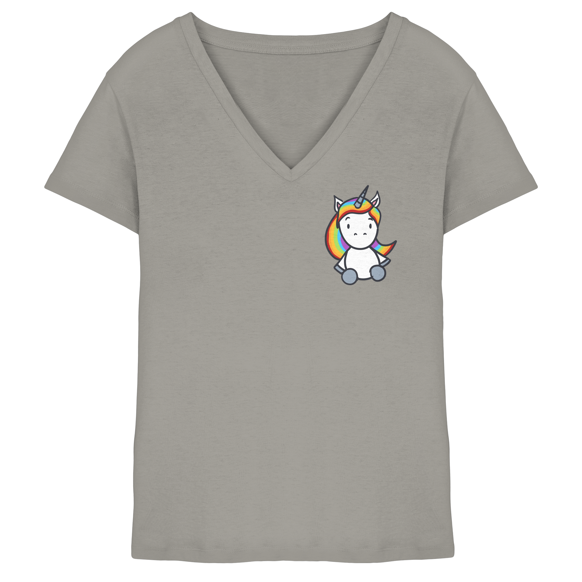 Schwarz Weiß wird Regenbogen Farben Backprint (hell) - Ladies V-Neck Shirt