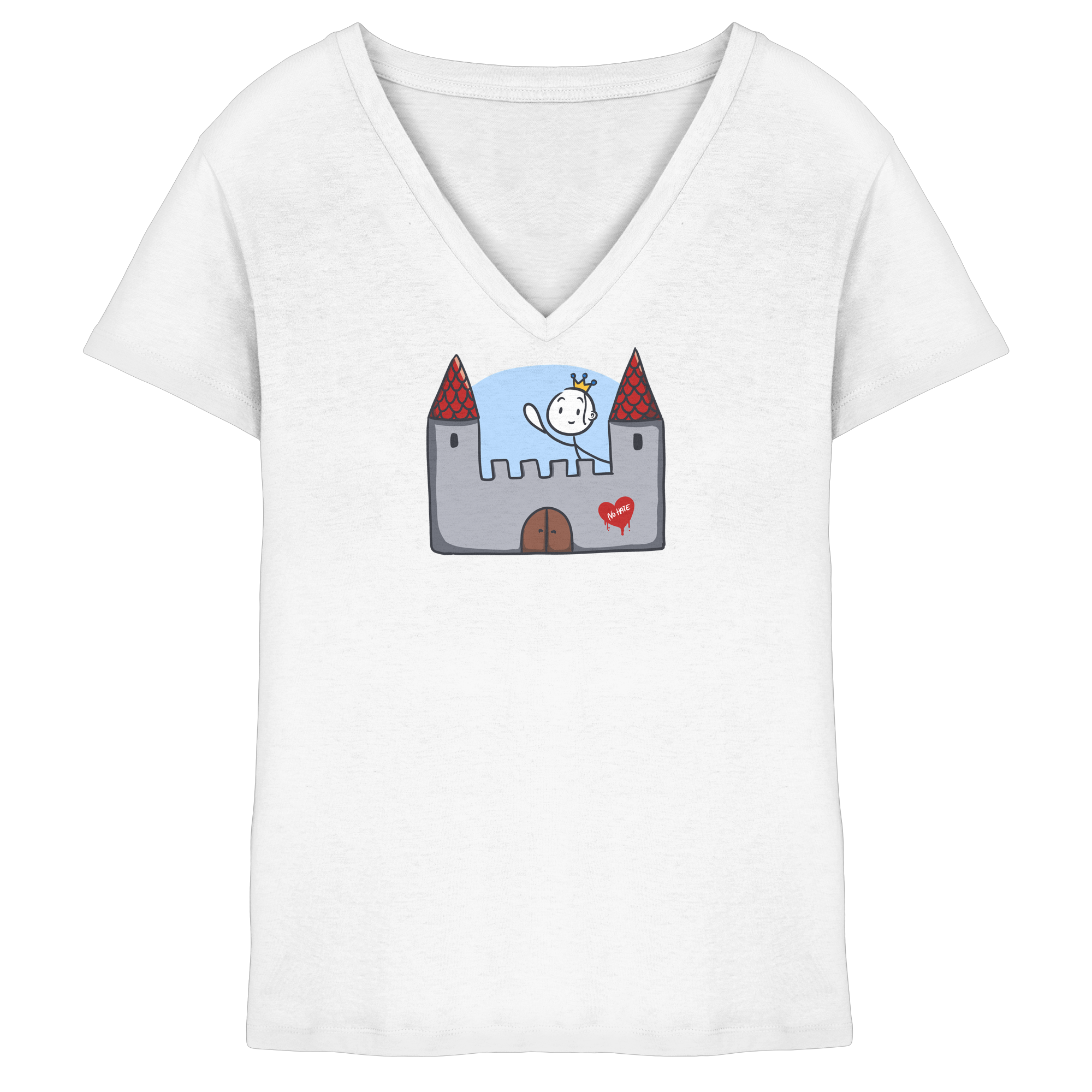 Seelenmännchen "Schloss Edition" Frontprint (hell) - Ladies V-Neck Shirt