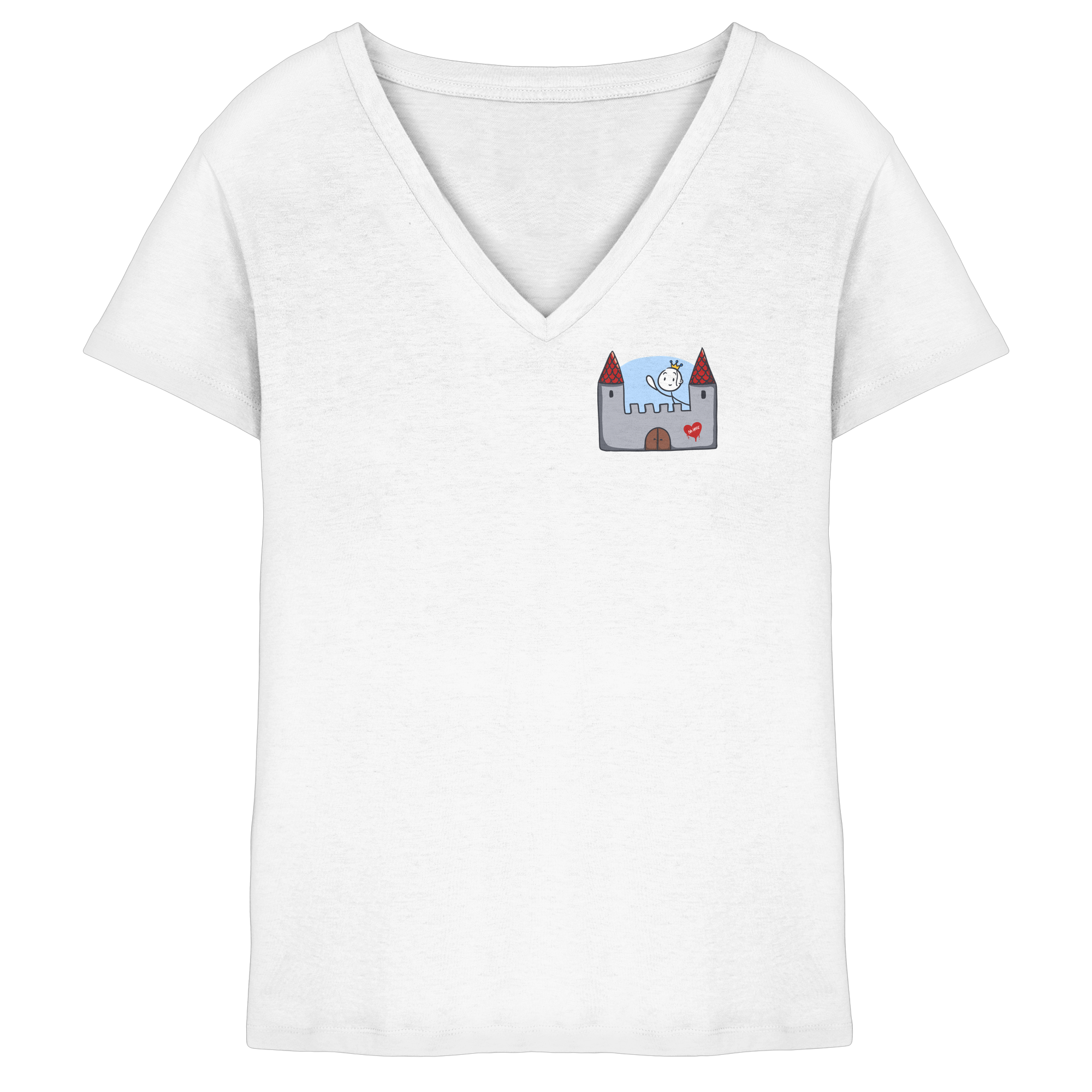 Seelenmännchen "Schloss Edition" Brustprint (hell) - Ladies V-Neck Shirt