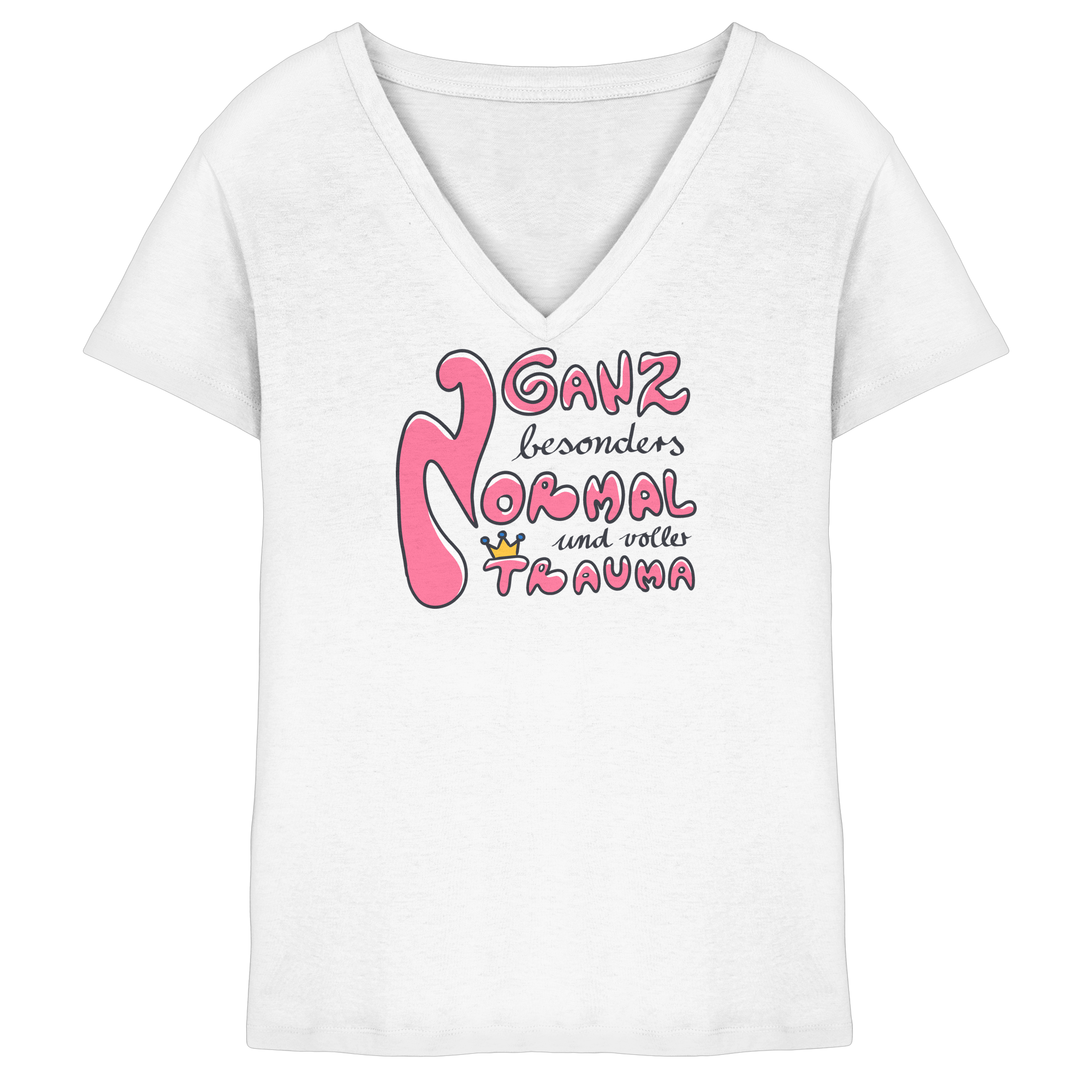 Ganz besonders Normal und voller Trauma "Pinke Edition" - Ladies V-Neck Shirt