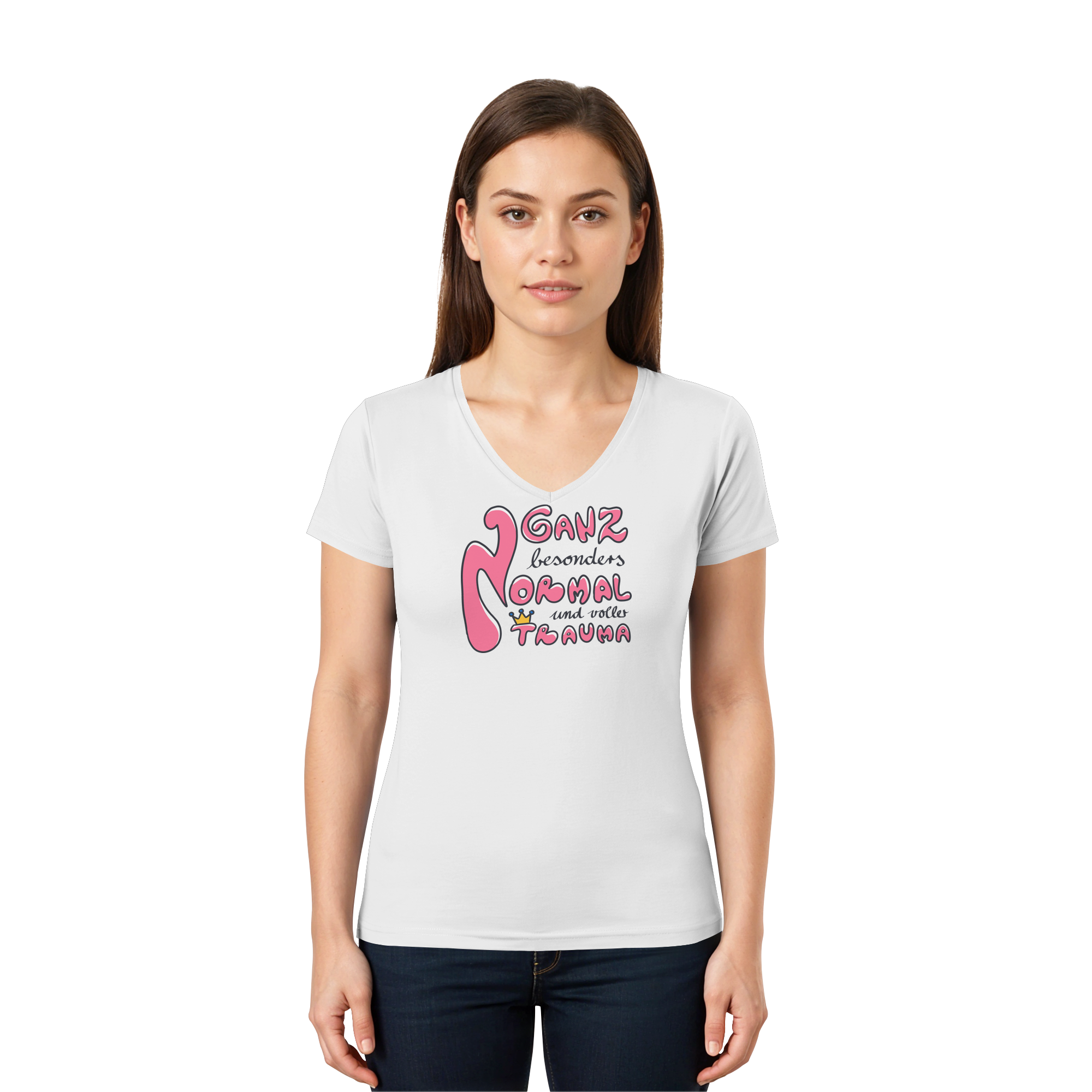 Ganz besonders Normal und voller Trauma "Pinke Edition" - Ladies V-Neck Shirt