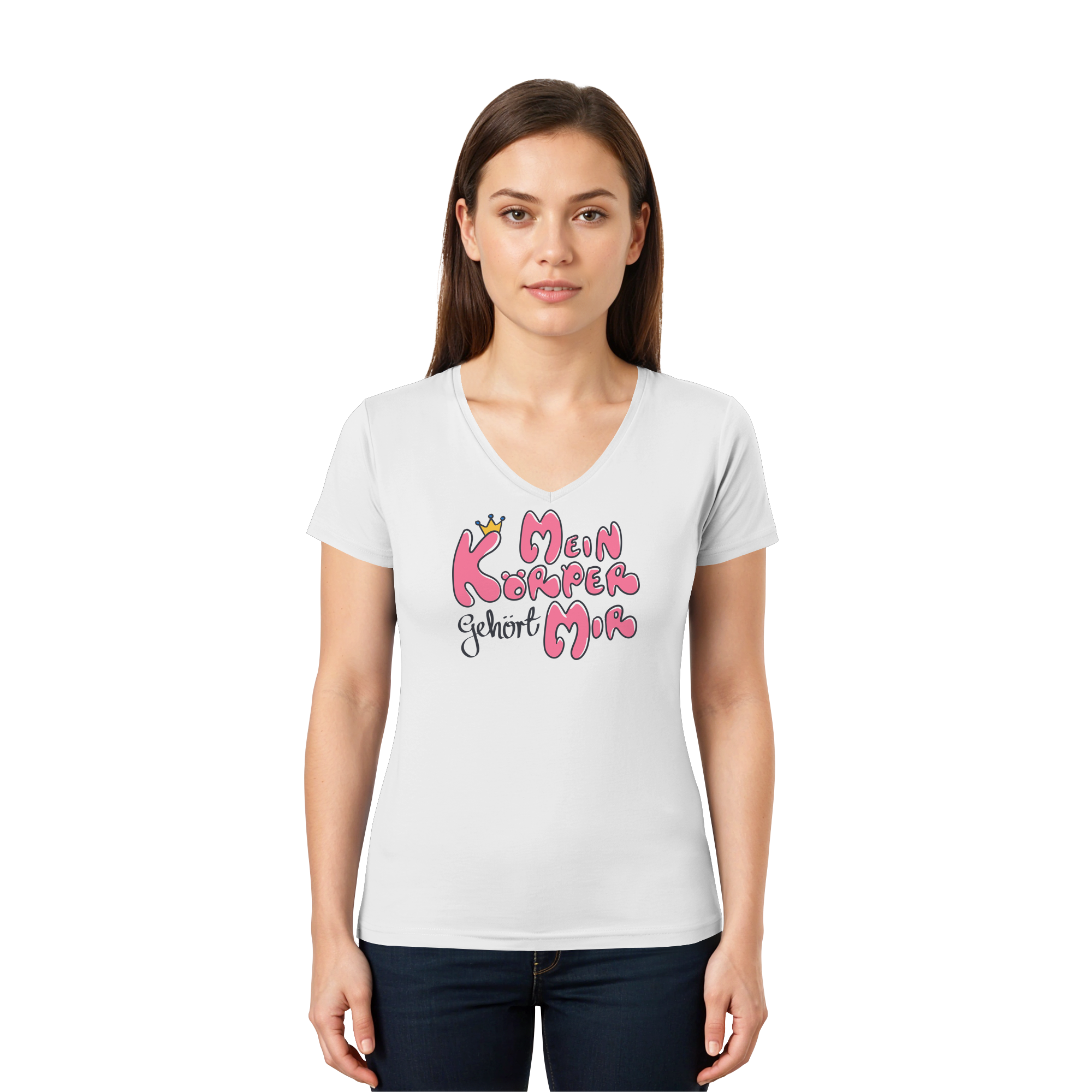 Mein Körper gehört mir "Pinke Edition" - Ladies V-Neck Shirt