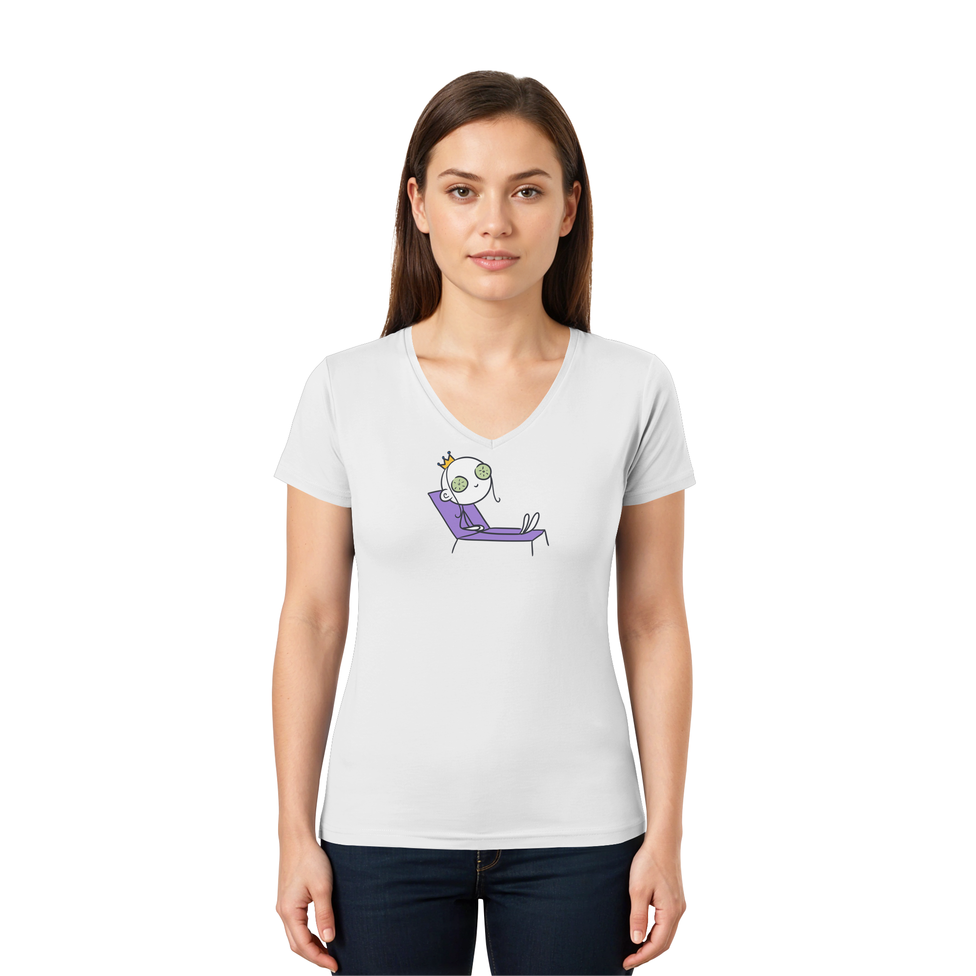 Seelenmännchen "Chill Out Edition" Frontprint - Ladies V-Neck Shirt