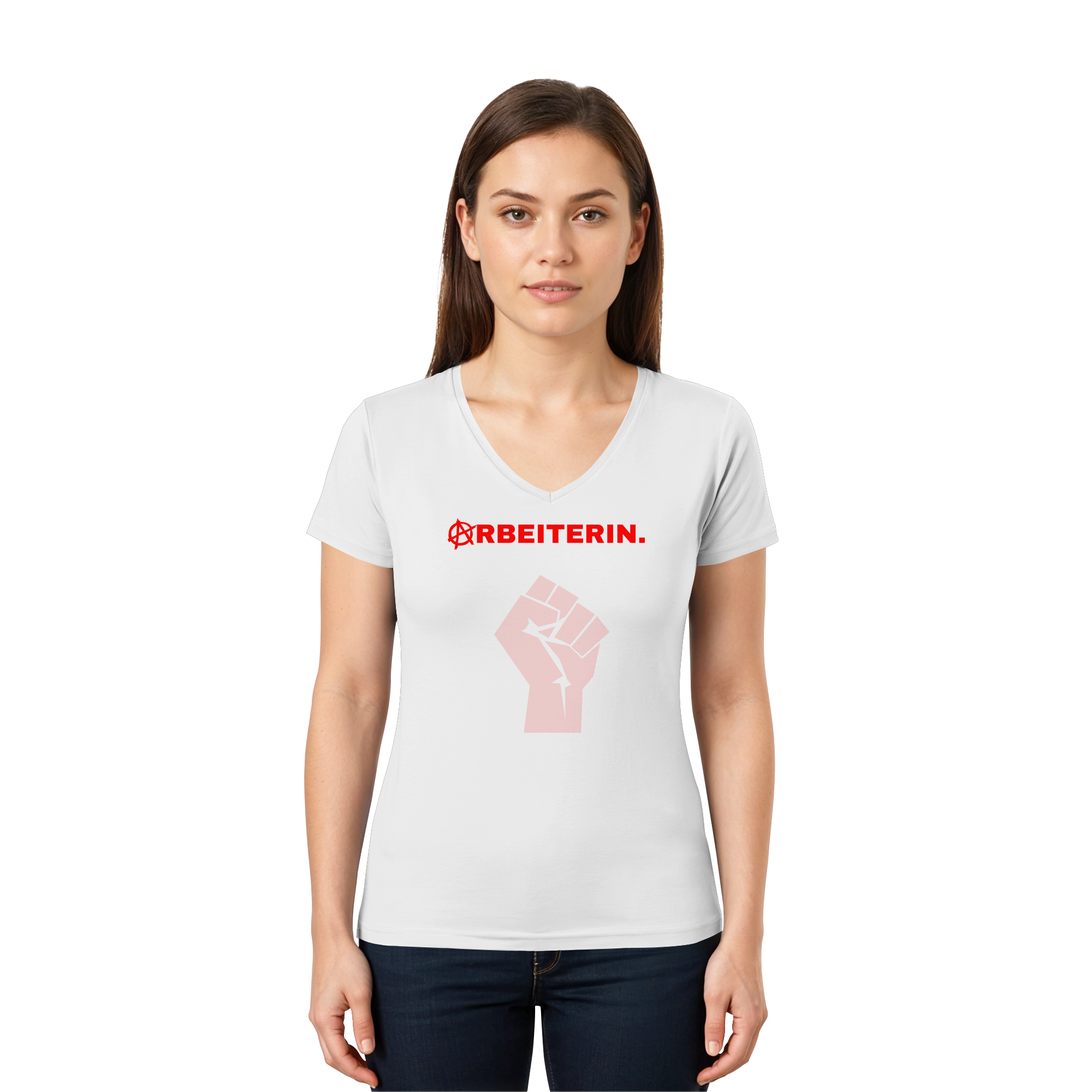 ARBEITERIN. "Solidarisch und Frei Edition" - Ladies V-Neck Shirt