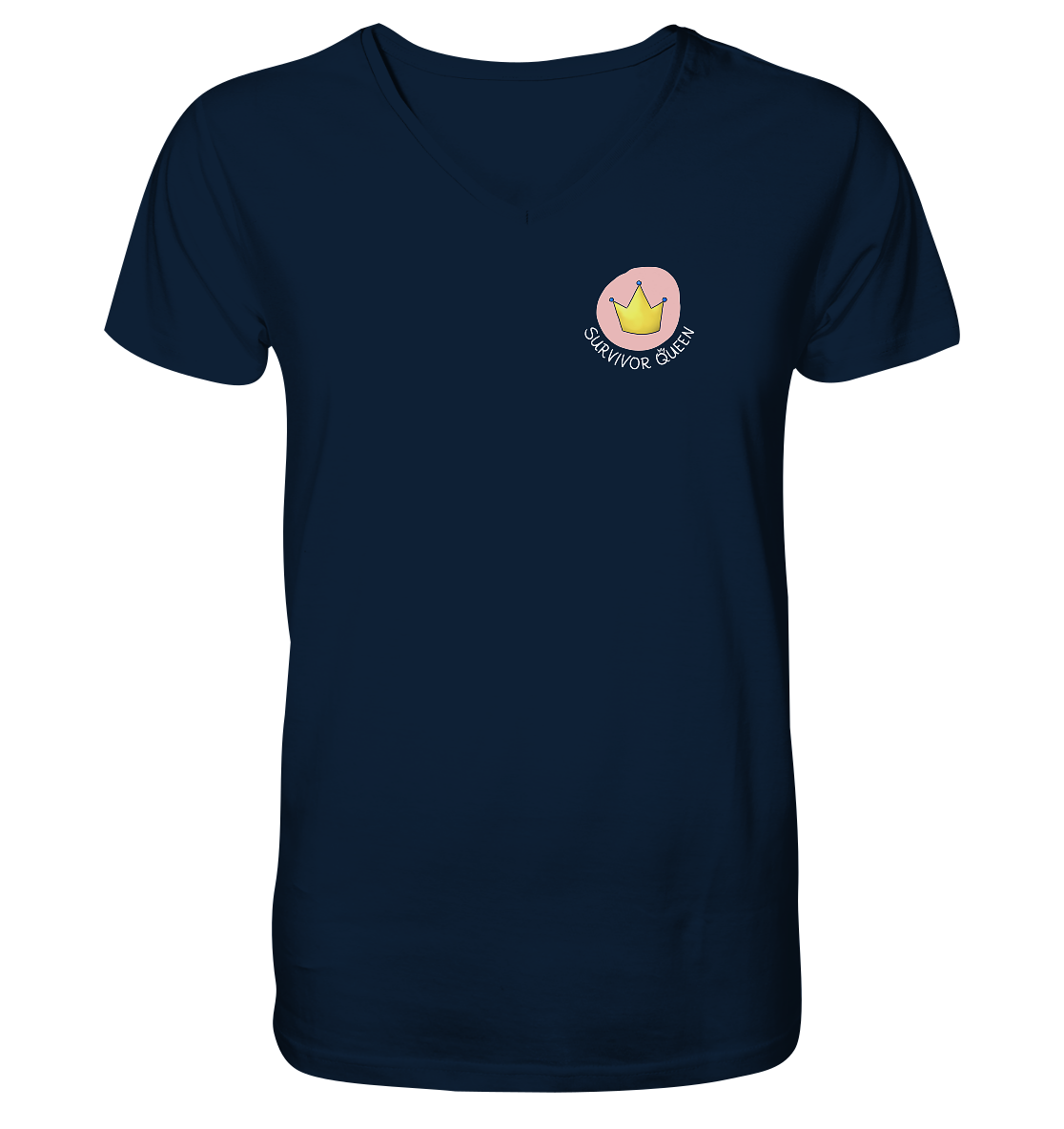 Survivor Queens Logo "Schriftzug Edition" Brustprint (dunkel) - Mens Organic V-Neck Shirt