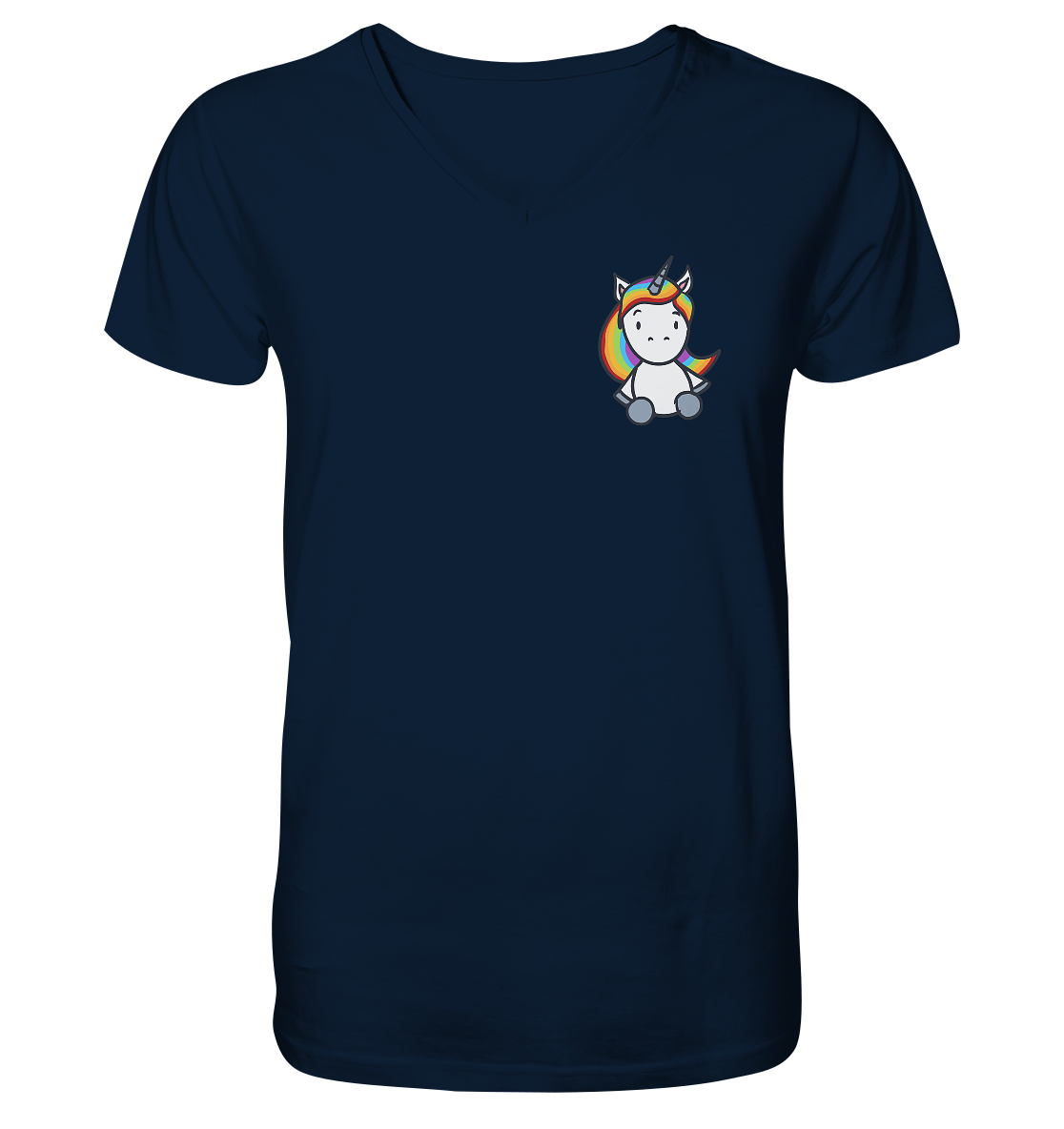 Schwarz Weiß wird Regenbogen Farben Backprint (dunkel) - Mens Organic V-Neck Shirt