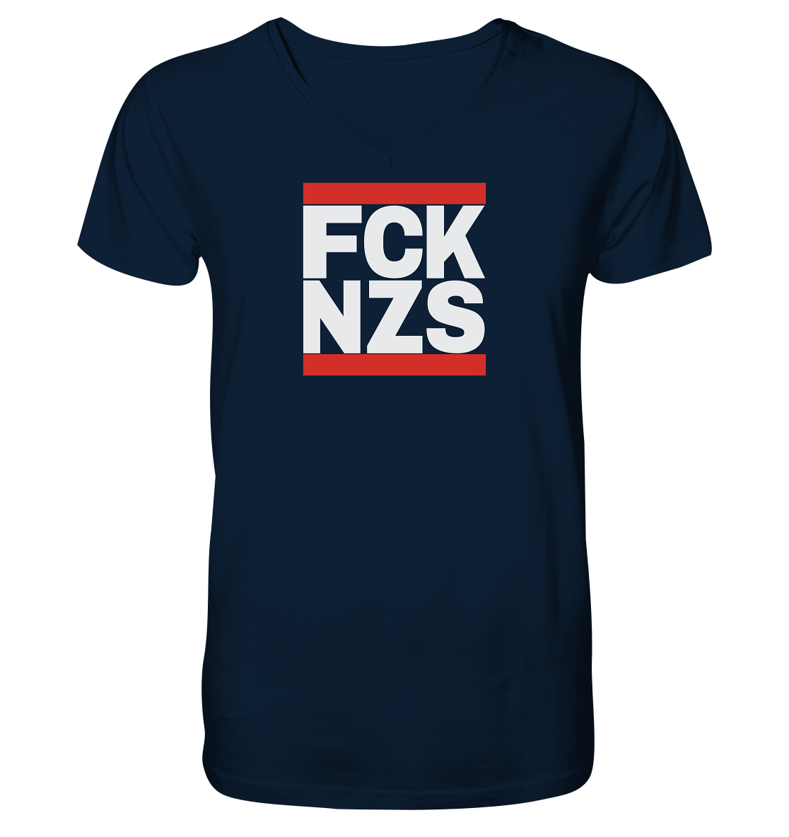 FCK NZS (weiße Schrift) - Mens Organic V-Neck Shirt