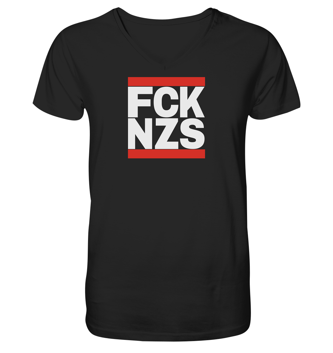 FCK NZS (weiße Schrift) - Mens Organic V-Neck Shirt