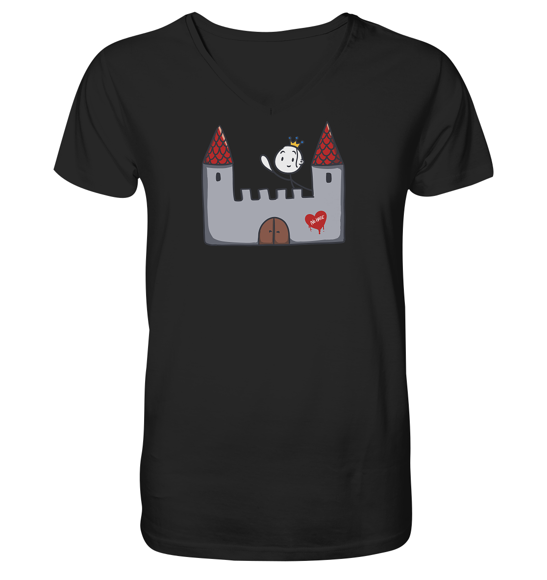 Seelenmännchen "Schloss Edition" Frontprint (dunkel) - Mens Organic V-Neck Shirt