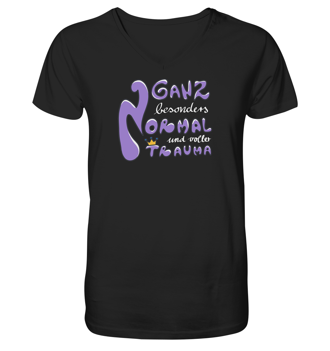 Ganz besonders Normal und voller Trauma "Lila Edition" - Mens Organic V-Neck Shirt