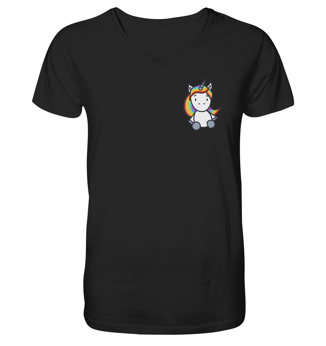 Schwarz Weiß wird Regenbogen Farben Backprint (dunkel) - Mens Organic V-Neck Shirt