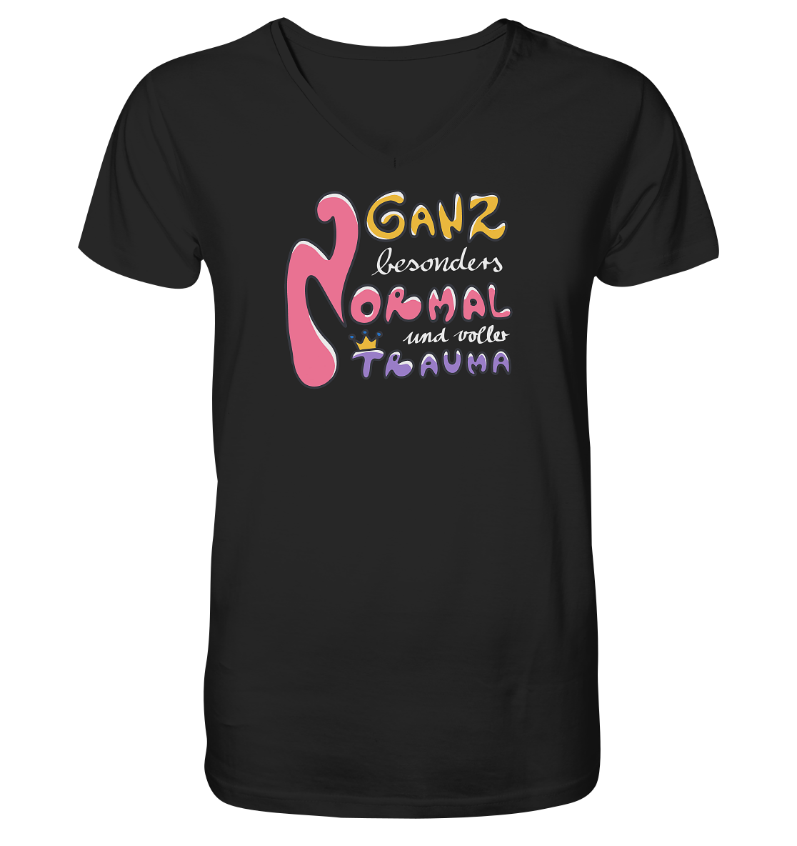Ganz besonders Normal und voller Trauma "Bunte Edition" - Mens Organic V-Neck Shirt