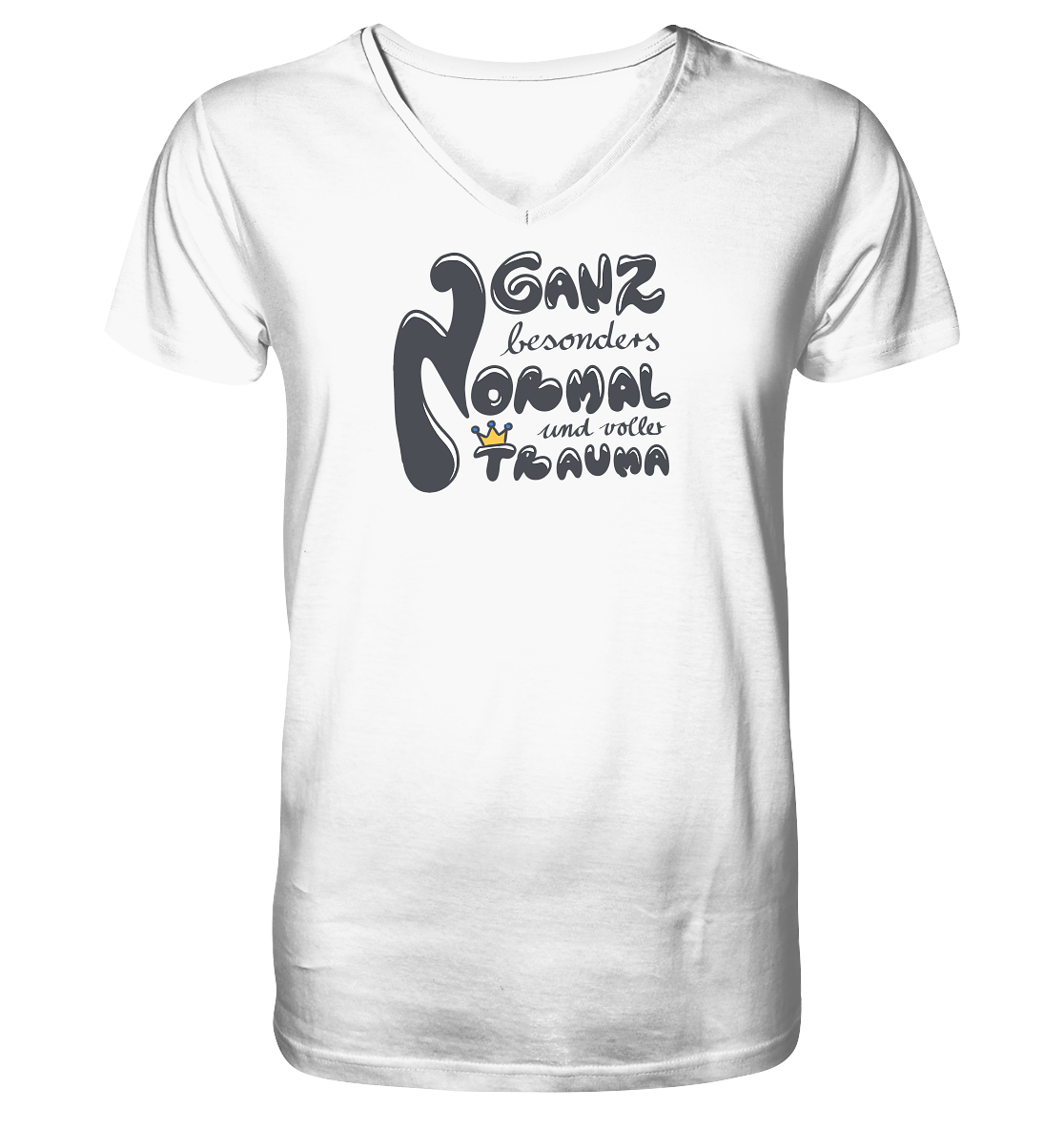 Ganz besonders Normal und voller Trauma "Schwarze Edition" - Mens Organic V-Neck Shirt