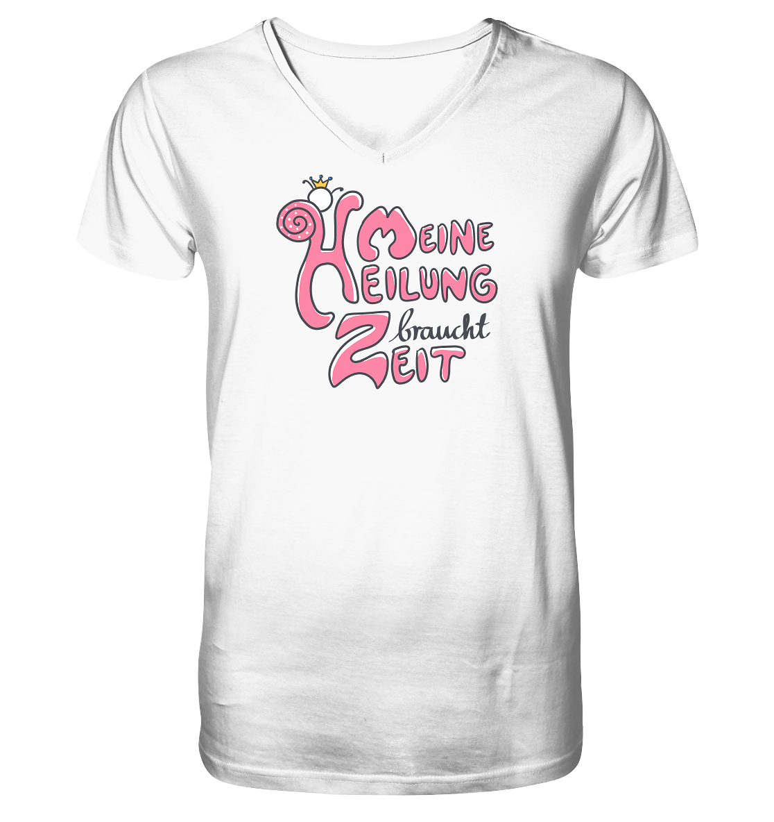 Meine Heilung braucht Zeit "Pinke Edition" - Mens Organic V-Neck Shirt