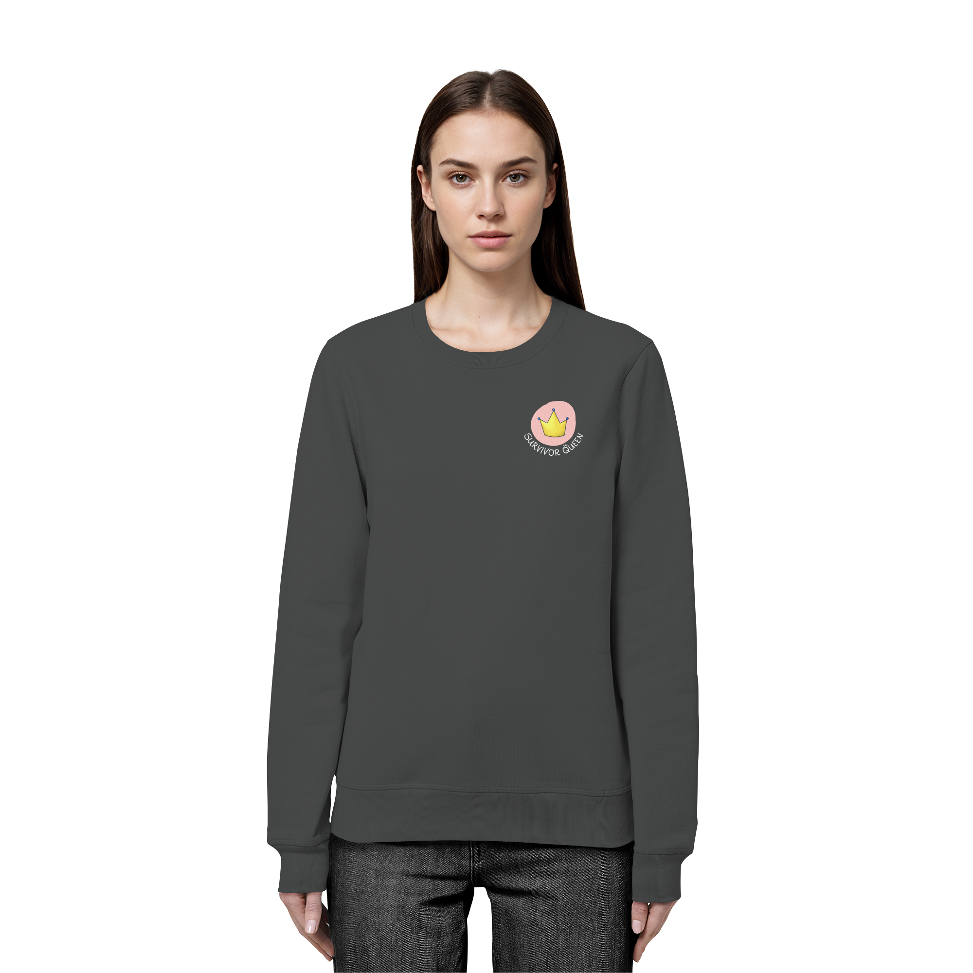 Survivor Queens Logo "Schriftzug Edition" Brustprint (dunkel) - Organic Basic Unisex Sweatshirt