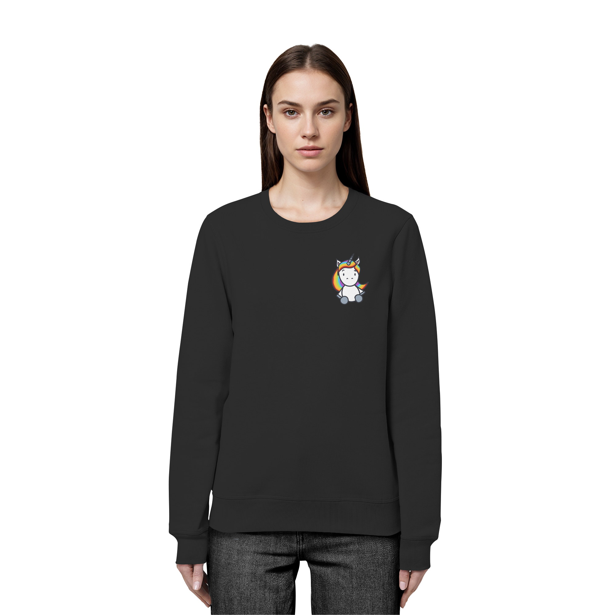 Einhorn mit Regenbogen Haaren - Organic Basic Unisex Sweatshirt
