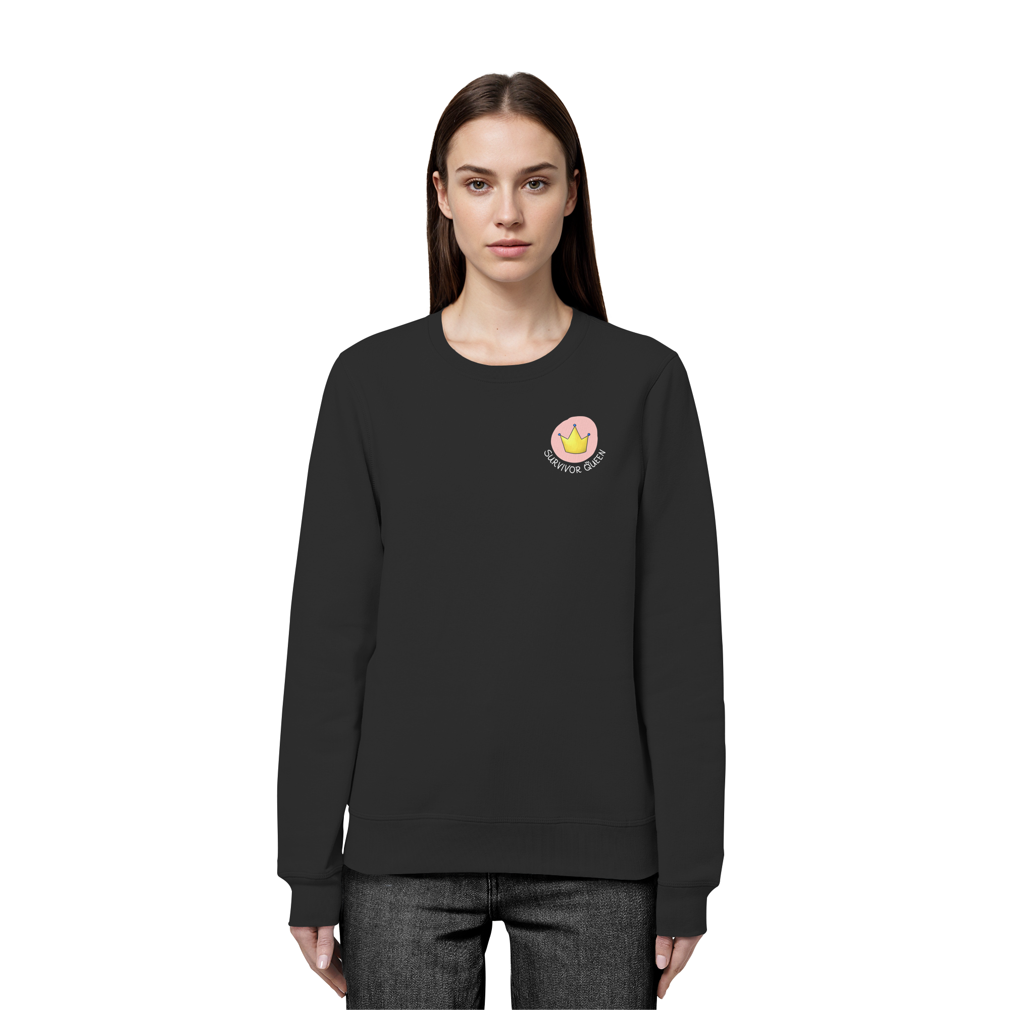 Survivor Queens Logo "Schriftzug Edition" Brustprint (dunkel) - Organic Basic Unisex Sweatshirt