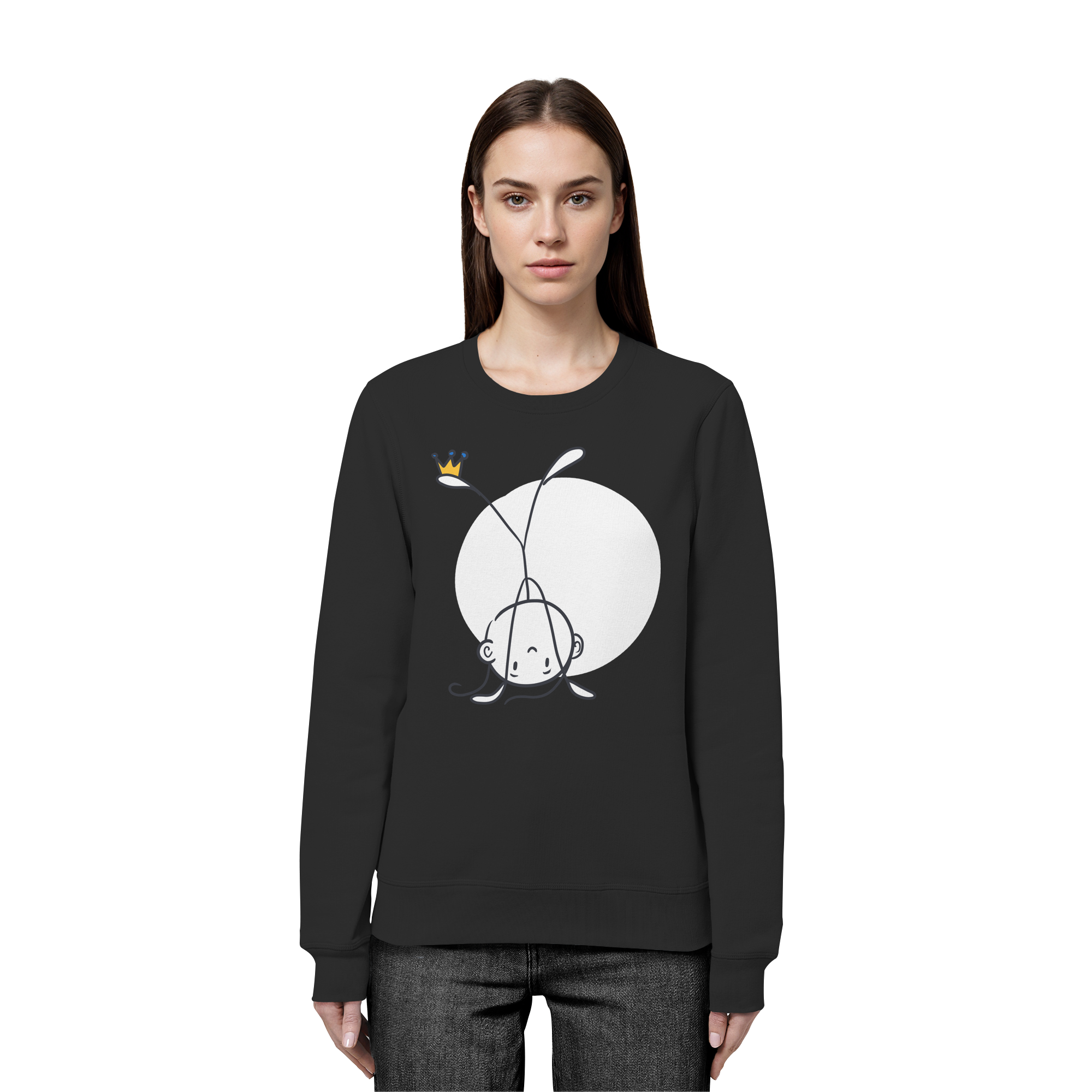 Seelenmännchen "Handstand Edition" Frontprint (dunkel) - Organic Basic Unisex Sweatshirt