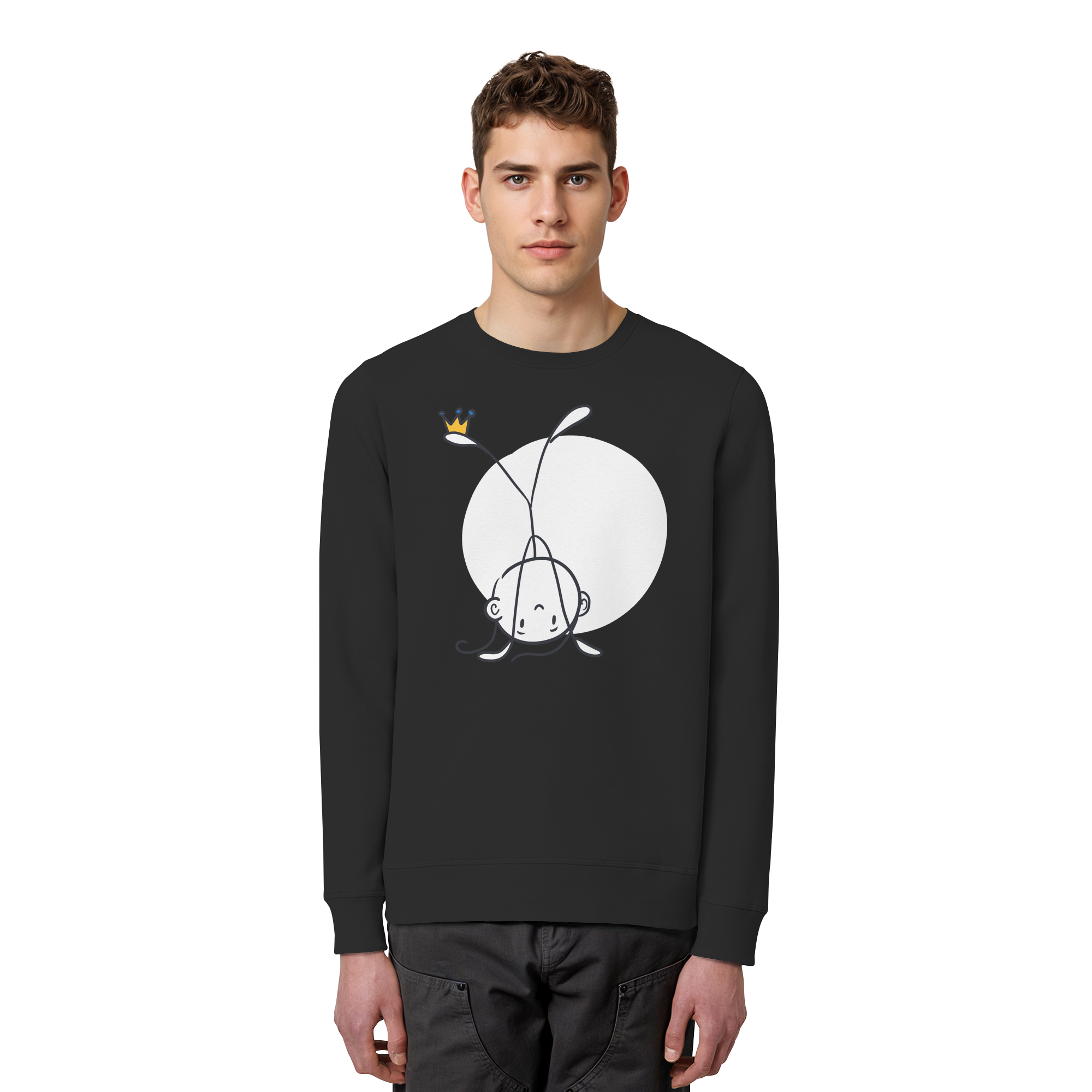 Seelenmännchen "Handstand Edition" Frontprint (dunkel) - Organic Basic Unisex Sweatshirt