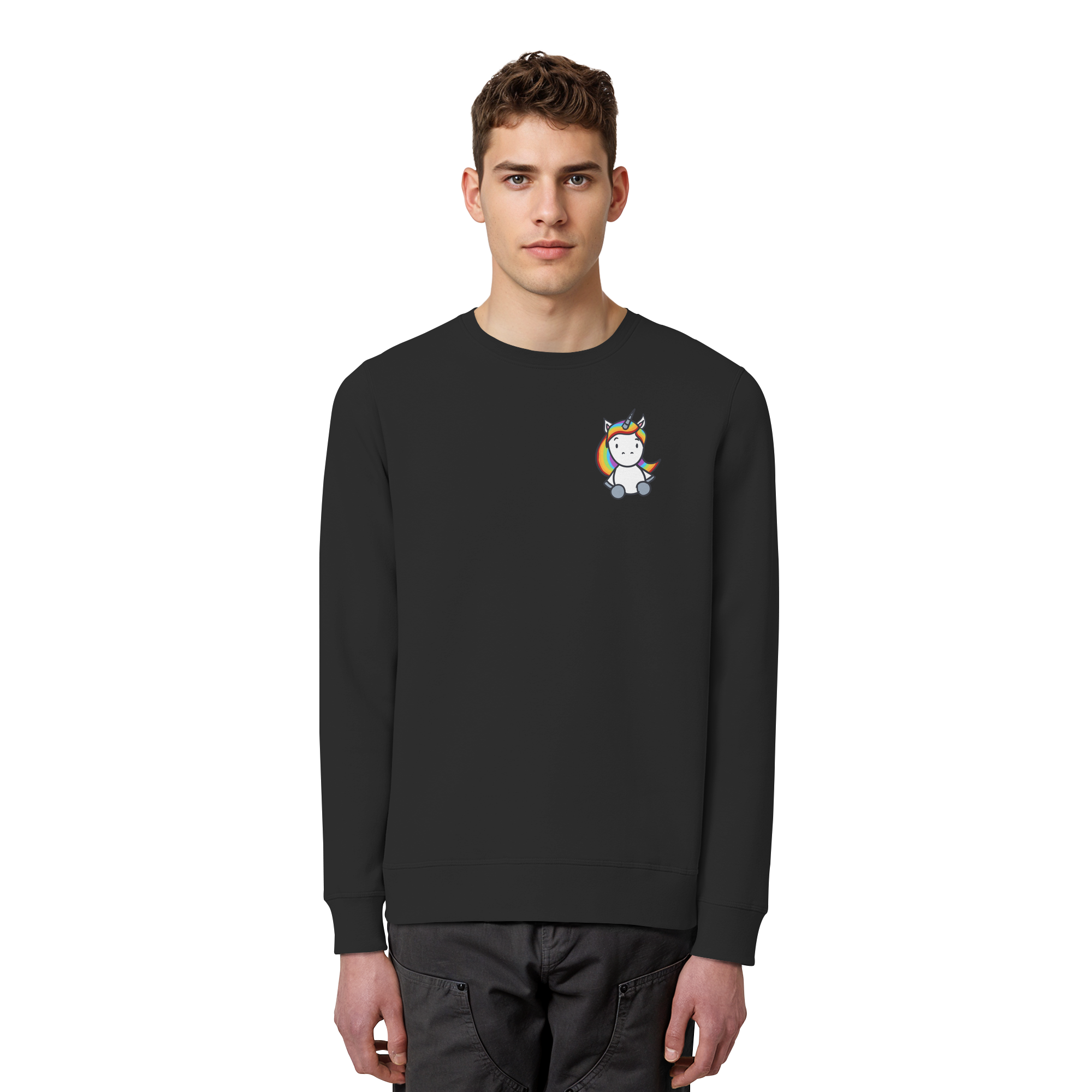Einhorn mit Regenbogen Haaren - Organic Basic Unisex Sweatshirt