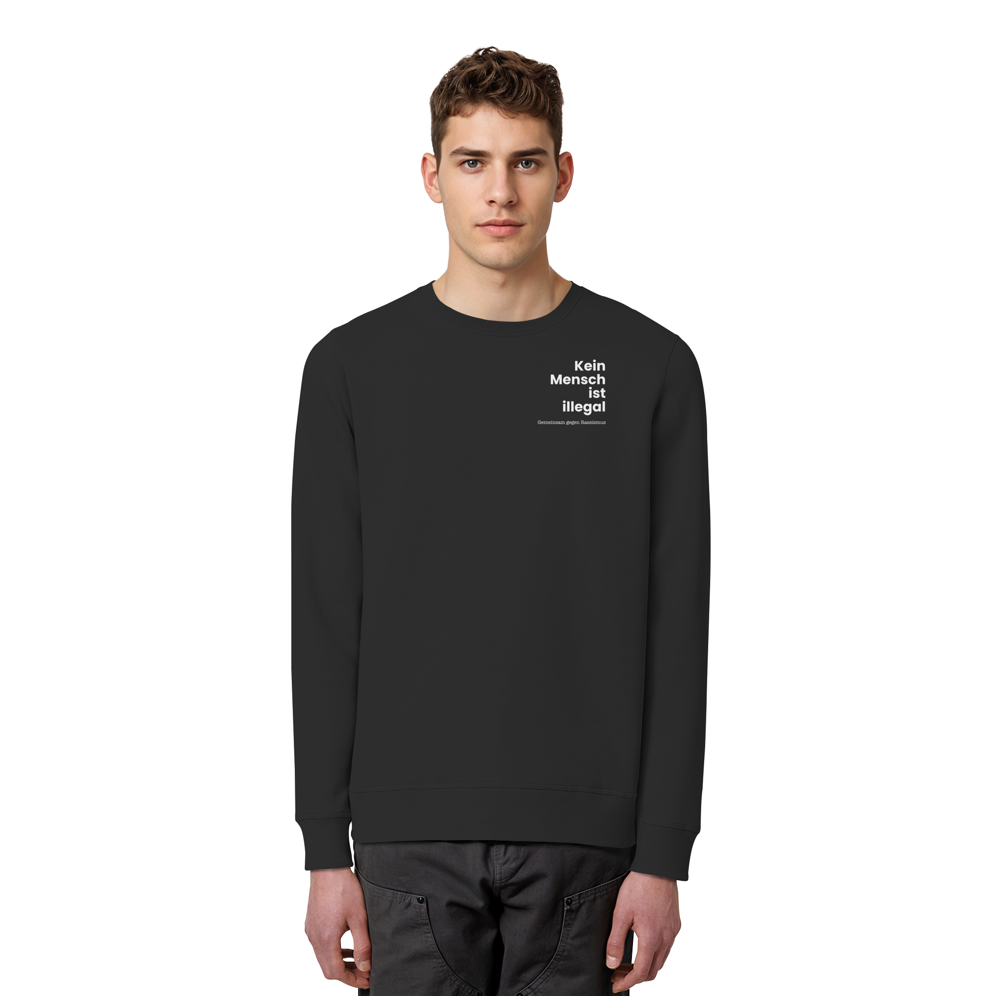 Kein Mensch ist illegal "Gemeinsam gegen Rassismus Edition" Brustprint - Organic Basic Unisex Sweatshirt