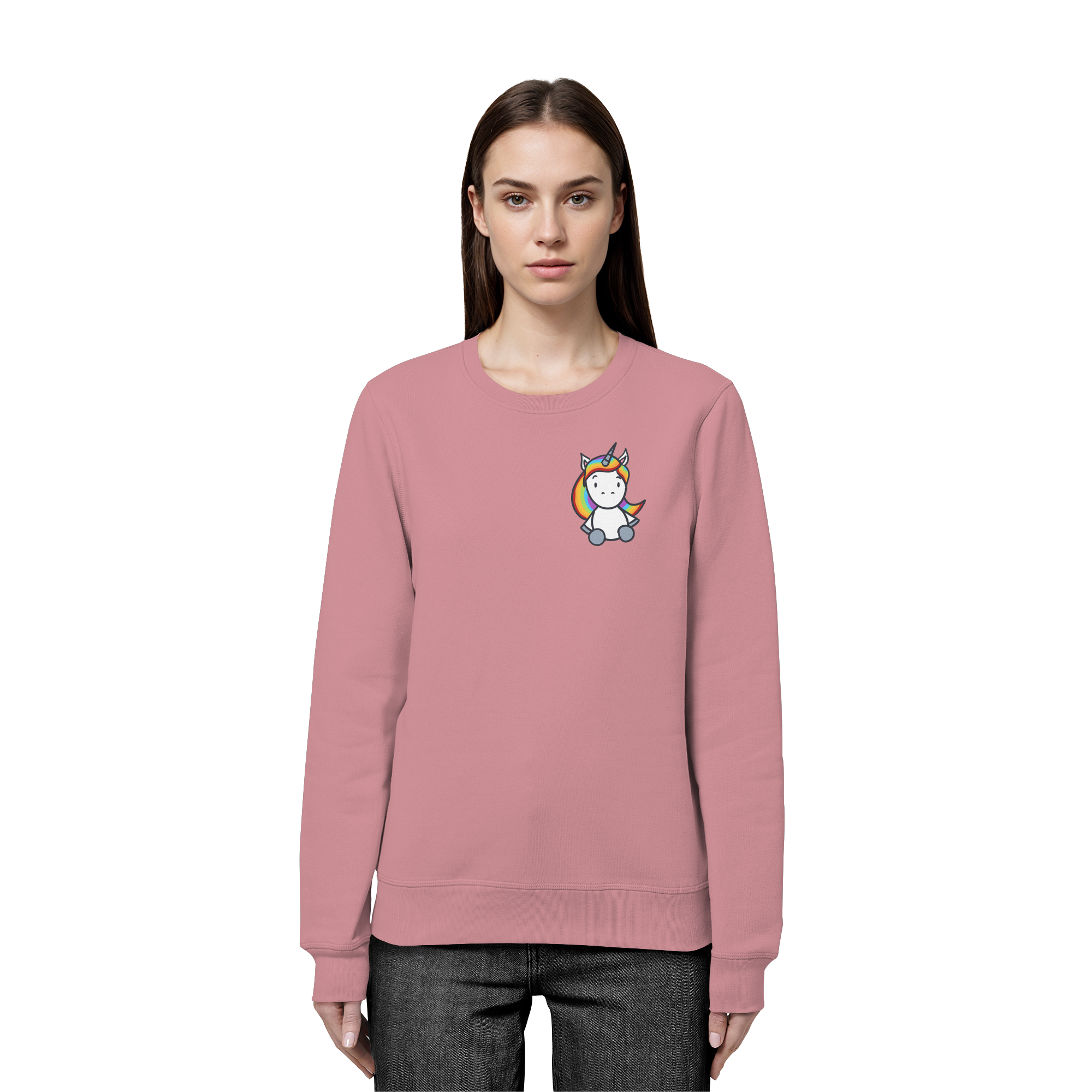 Schwarz Weiß wird Regenbogen Farben Backprint (hell) - Organic Basic Unisex Sweatshirt