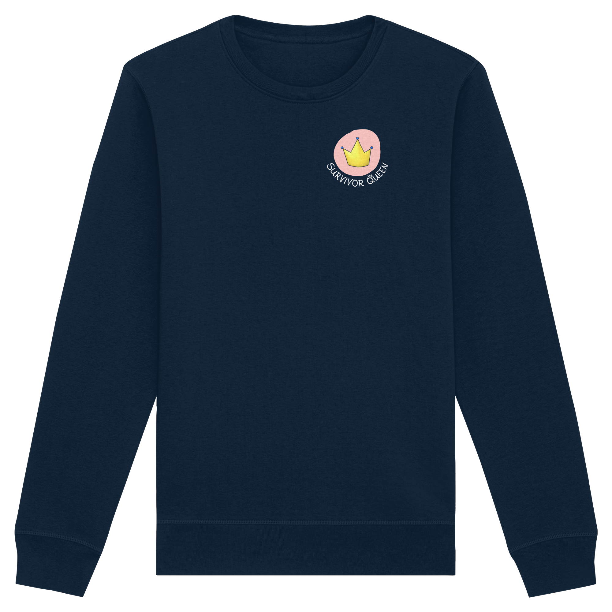 Survivor Queens Logo mit "Mein Körper gehört mir" Backprint (dunkel) - Organic Basic Unisex Sweatshirt