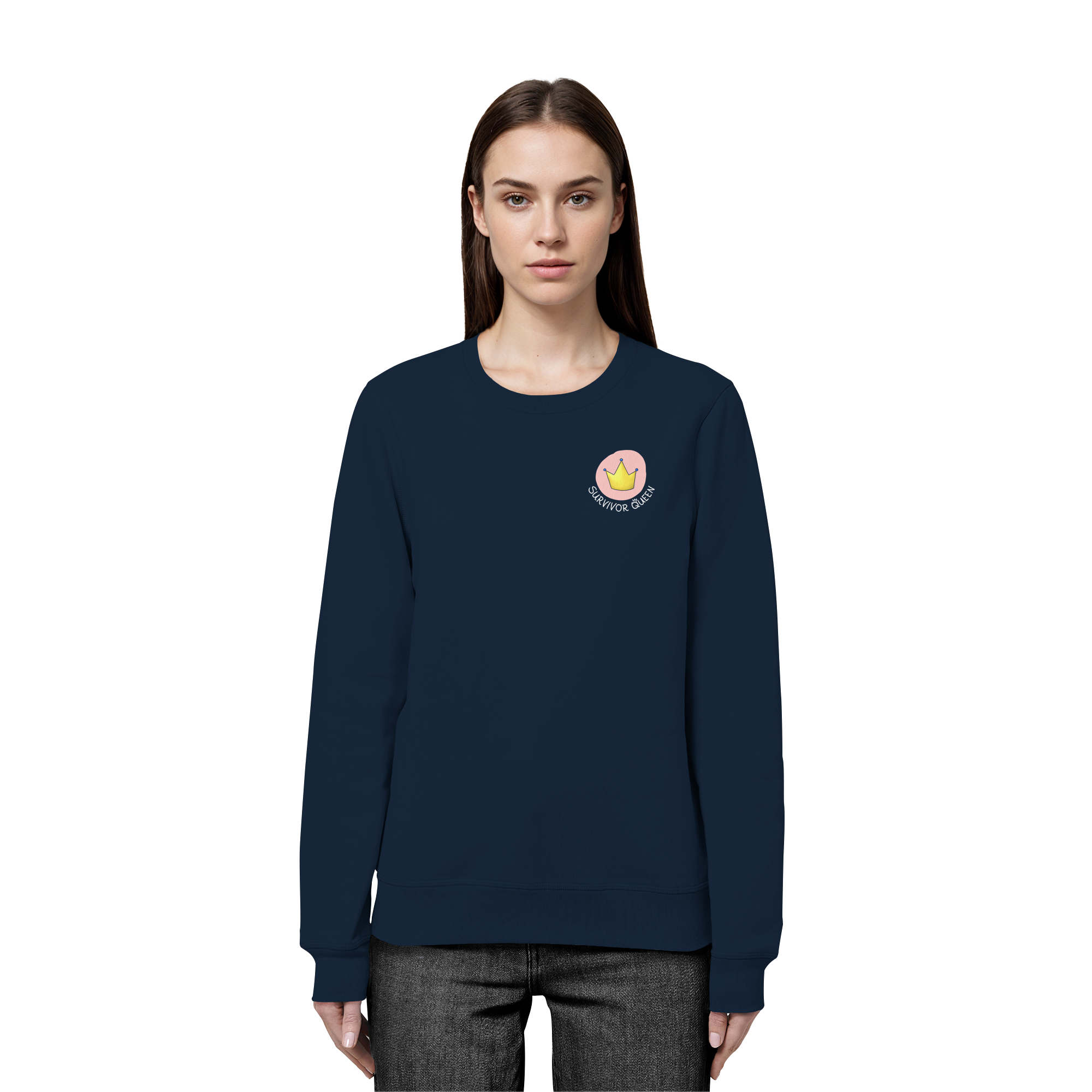 Survivor Queens Logo "Schriftzug Edition" Brustprint (dunkel) - Organic Basic Unisex Sweatshirt