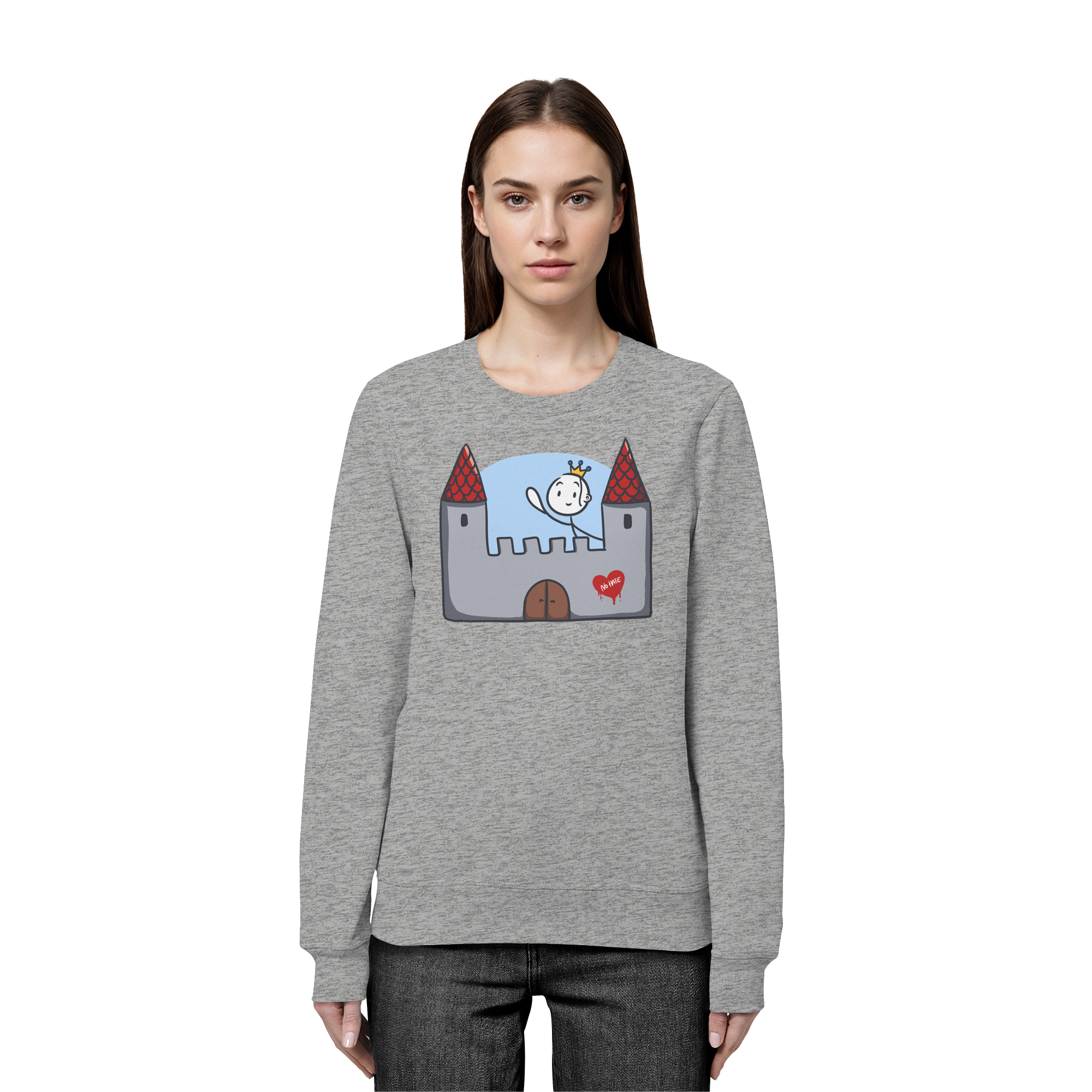 Seelenmännchen "Schloss Edition" Frontprint (hell) - Organic Basic Unisex Sweatshirt