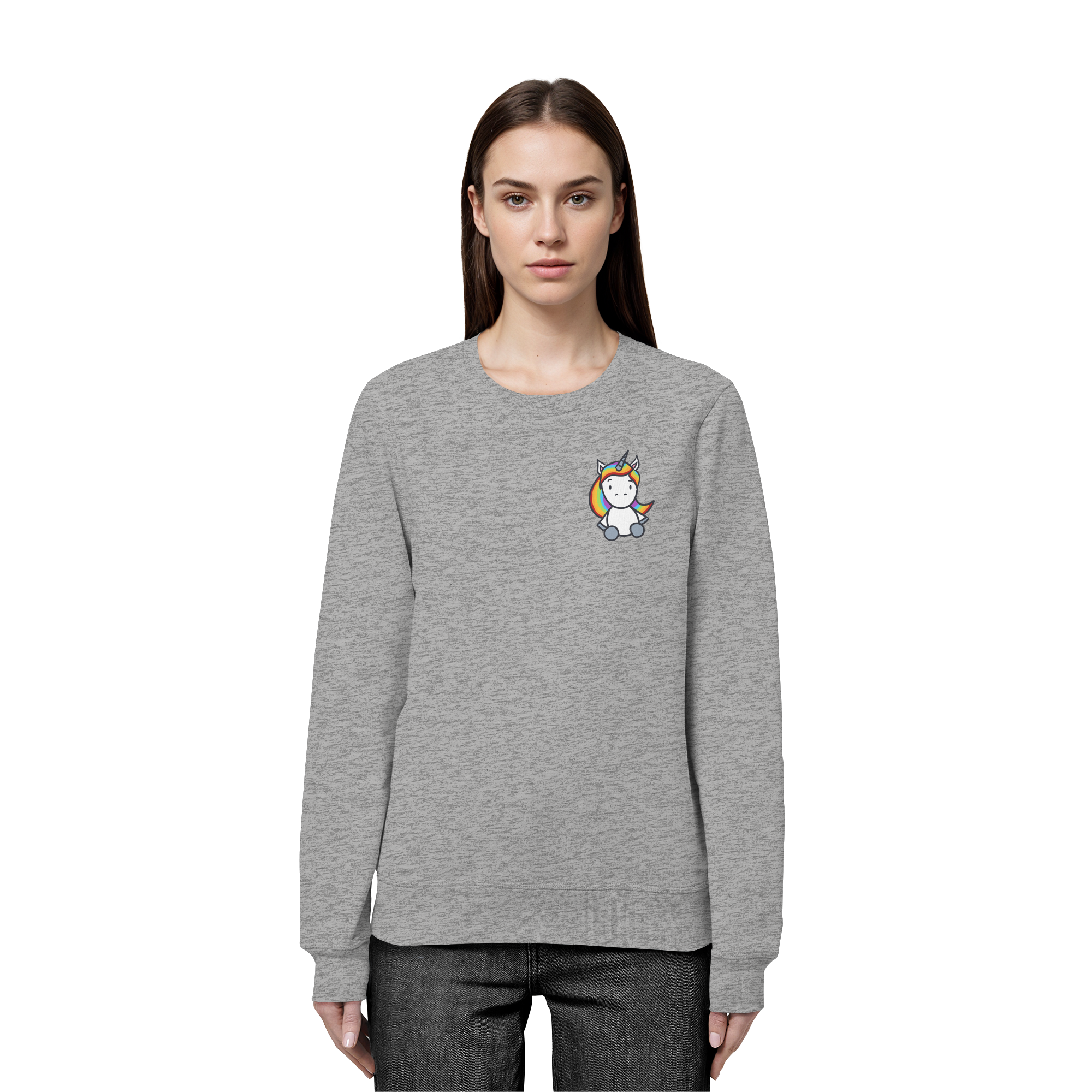 Einhorn mit Regenbogen Haaren - Organic Basic Unisex Sweatshirt
