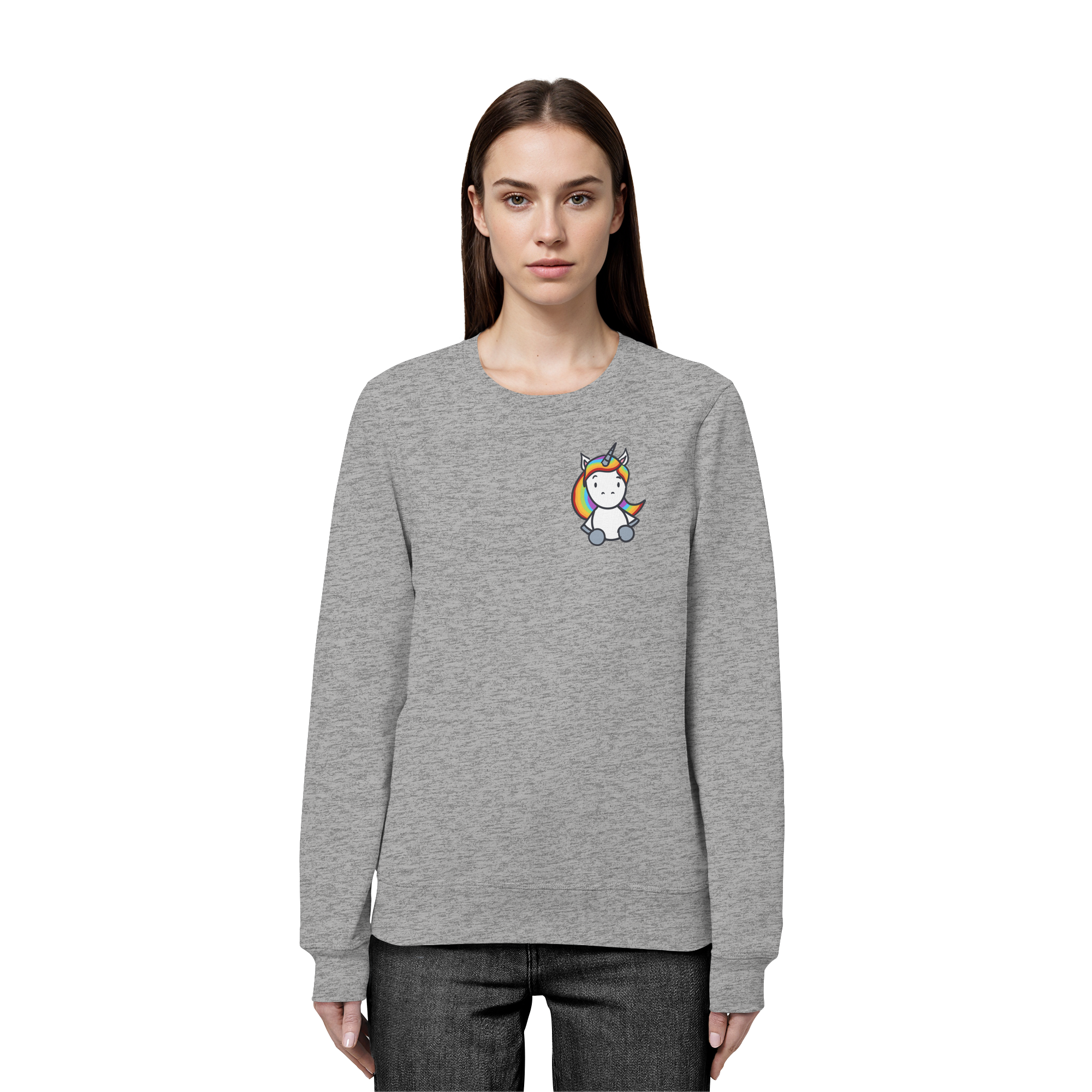 Schwarz Weiß wird Regenbogen Farben Backprint (hell) - Organic Basic Unisex Sweatshirt
