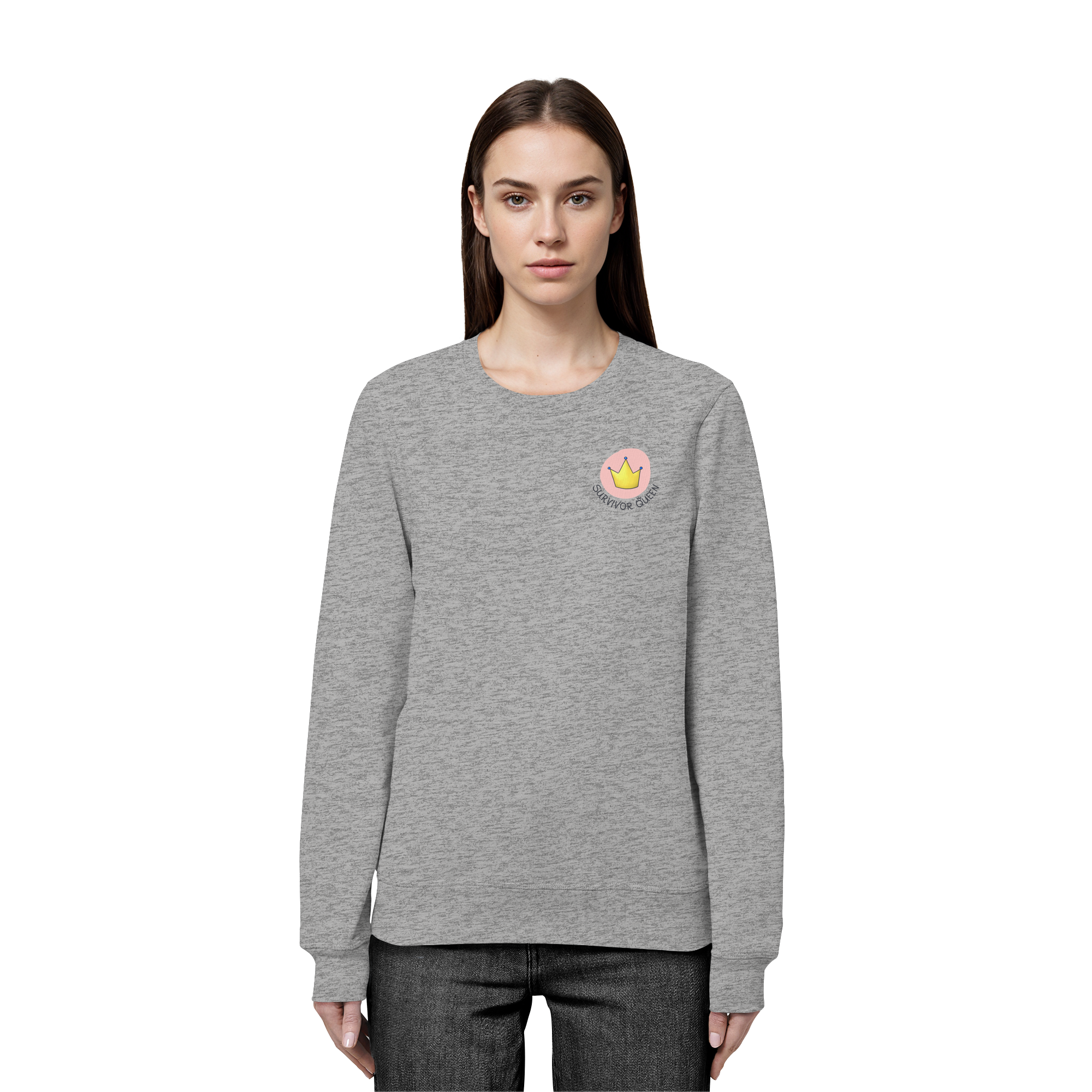 Survivor Queens Logo "Schriftzug Edition" Brustprint (hell) - Organic Basic Unisex Sweatshirt